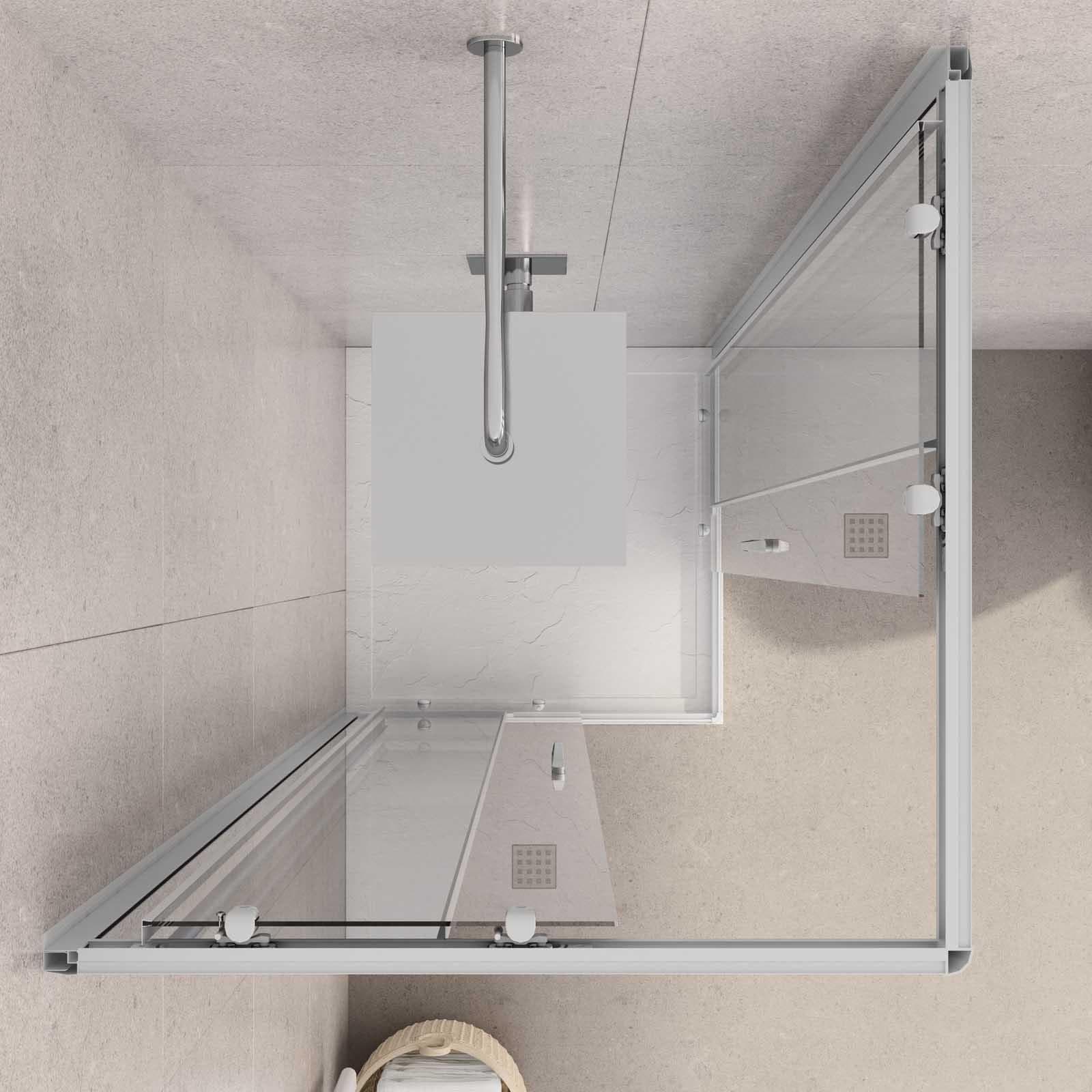 Box doccia 70X70 cm scorrevole con vetro trasparente e profilo bianco 185h - Lite