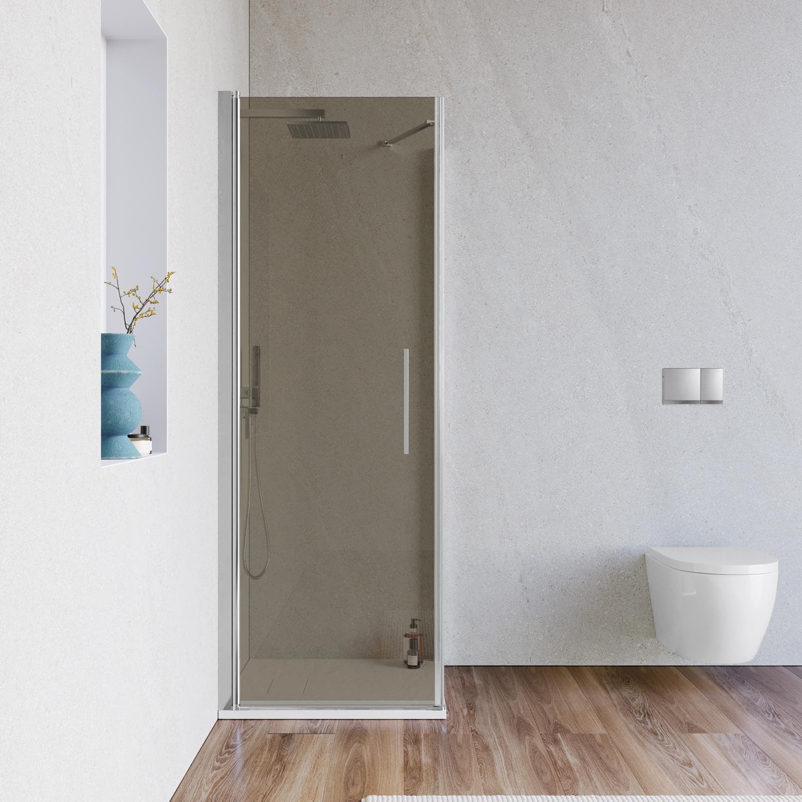 Box doccia 70X75 cm battente 75 cm con vetro temperato bronzato e profilo cromo 195h - Nilo