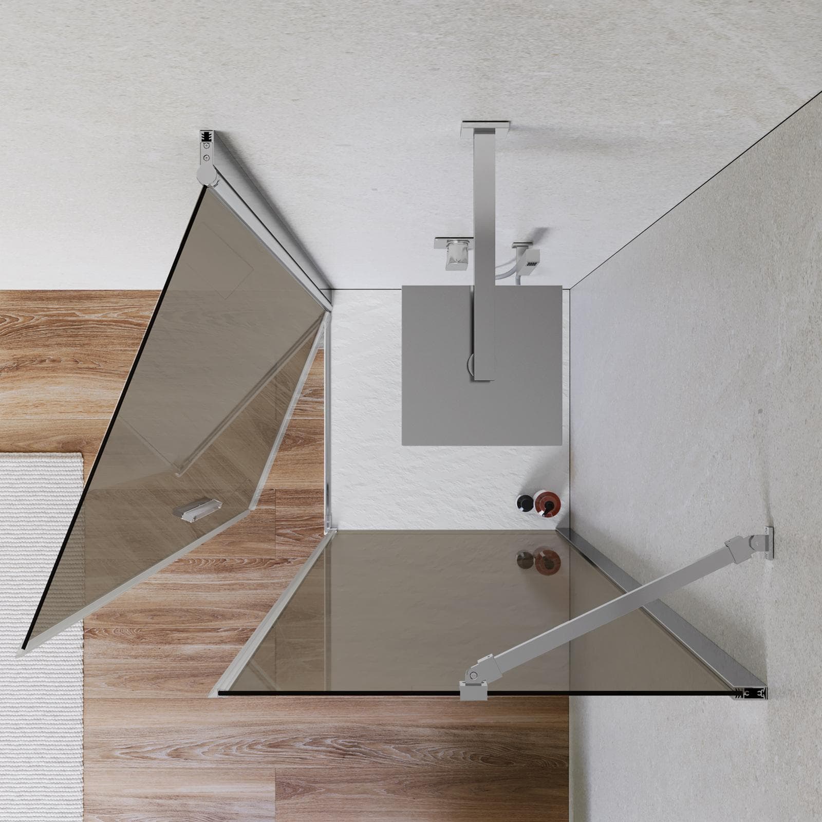 Box doccia 70X75 cm battente 75 cm con vetro temperato bronzato e profilo cromo 195h - Nilo