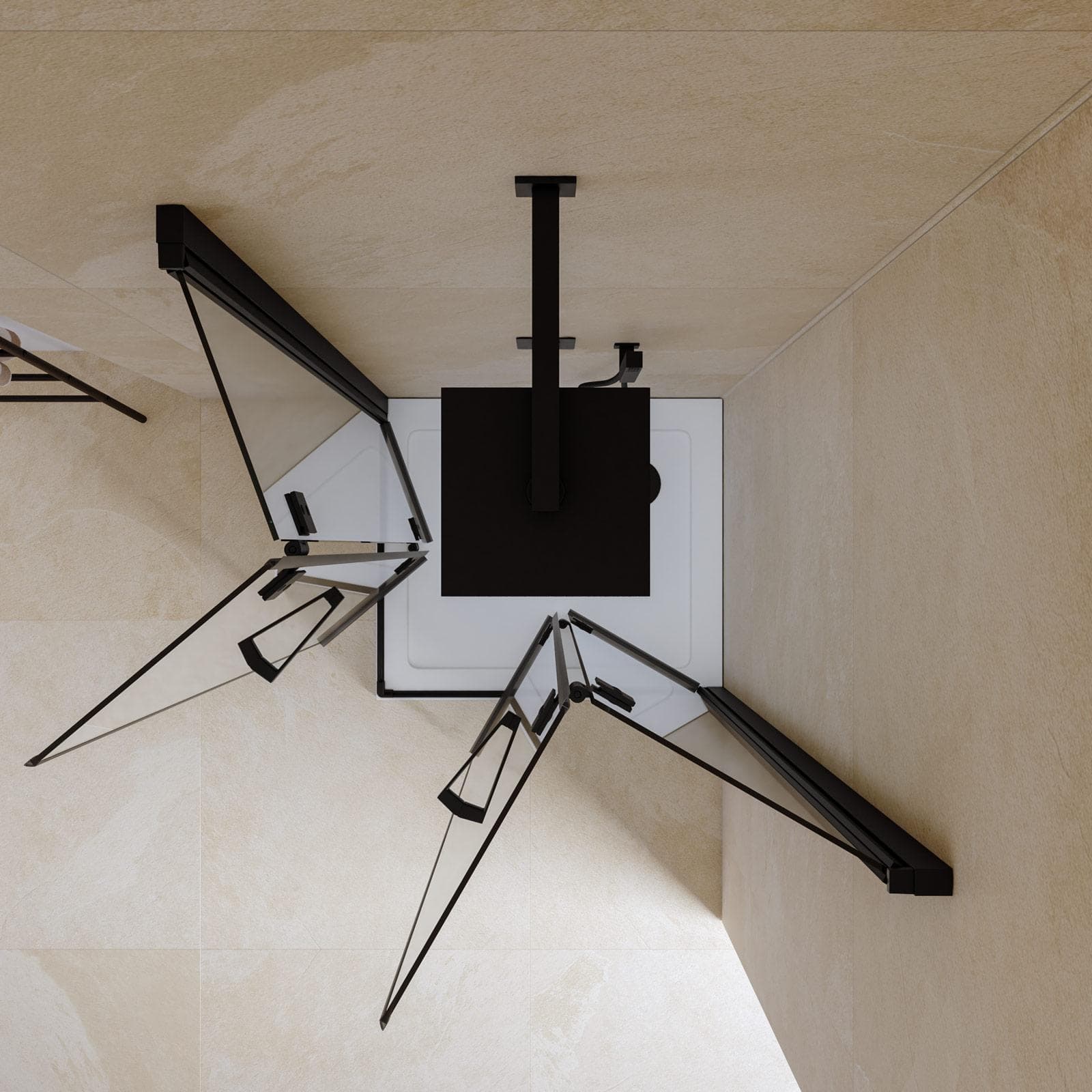 Box doccia 70x75 cm doppio soffietto vetro anticalcare trasparente e profilo nero opaco 195h - Flexy