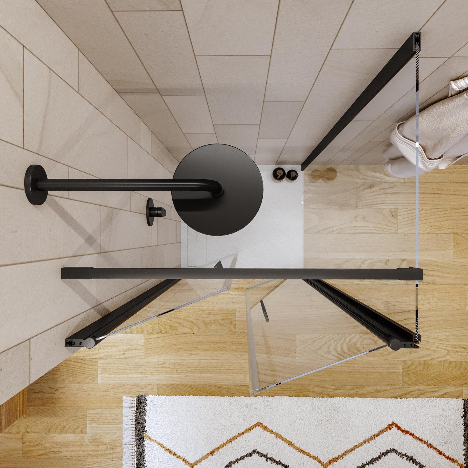 Box doccia 70x80 apertura saloon con vetro anticalcare trasparente e profilo nero 195h - Lost