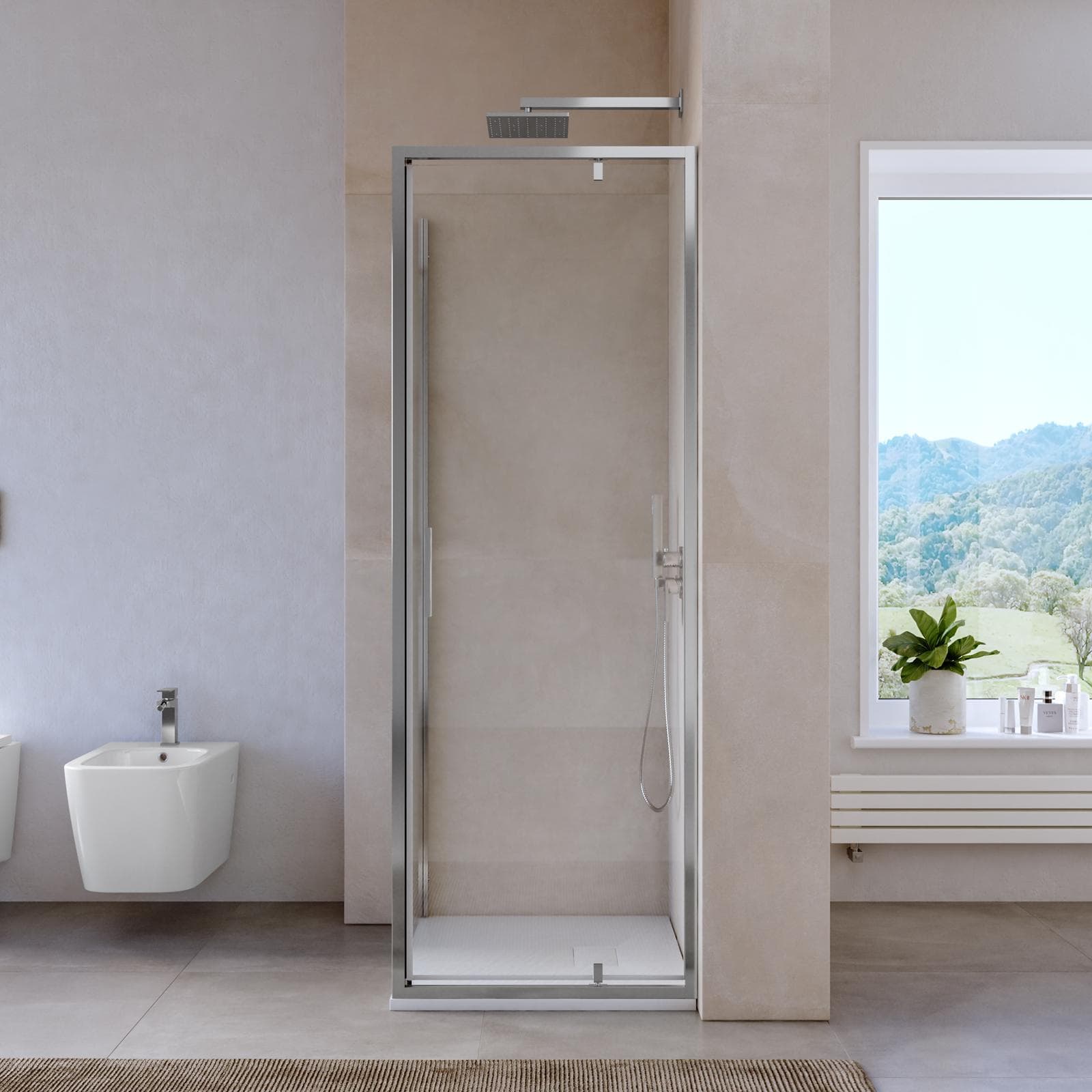 Box doccia 70x80 cm battente vetro trasparente e profilo cromo 195h - Glide