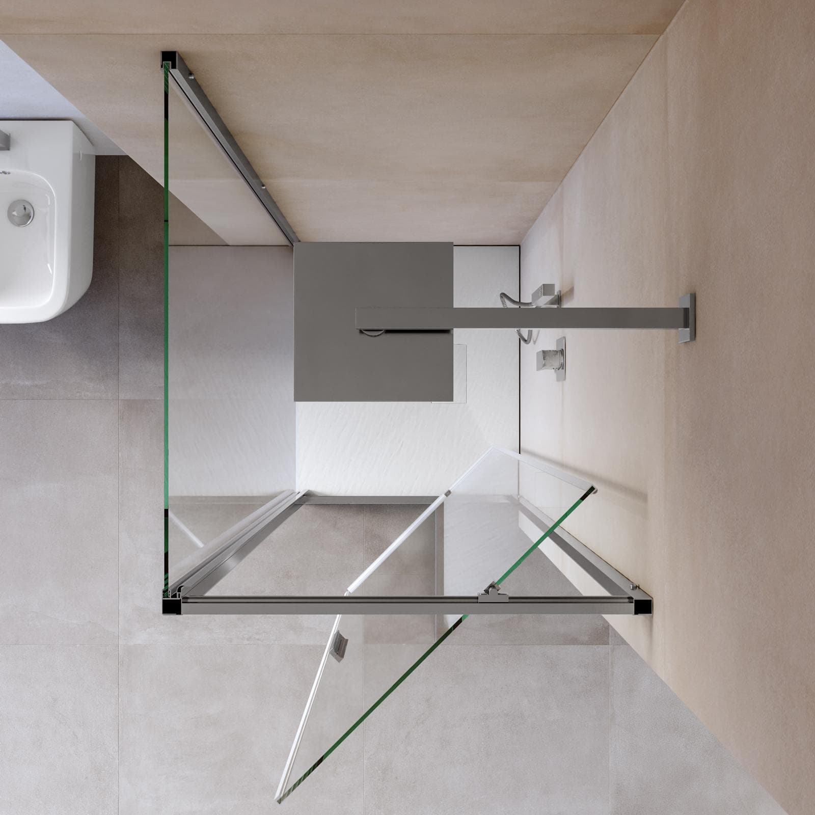 Box doccia 70x80 cm battente vetro trasparente e profilo cromo 195h - Glide
