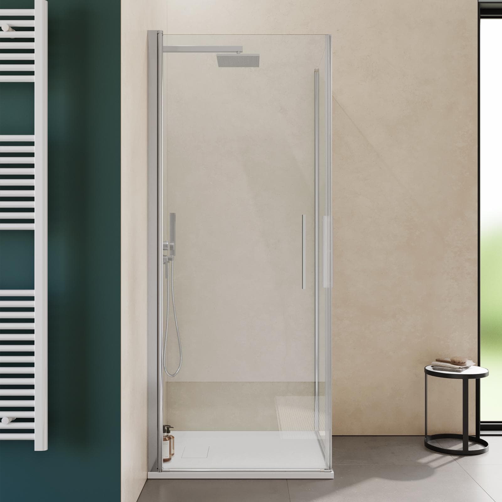 Box doccia 70X80 cm doppio battente in vetro temperato trasparente e profilo cromo 195h - Nilo