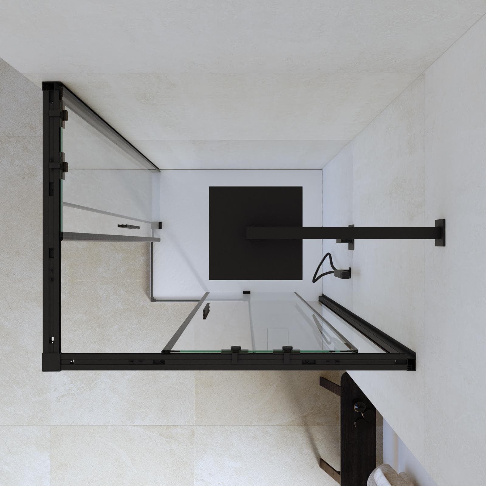 Box doccia 70x90 cm angolare scorrevole con vetro trasparente e profilo nero opaco 195h - Silent