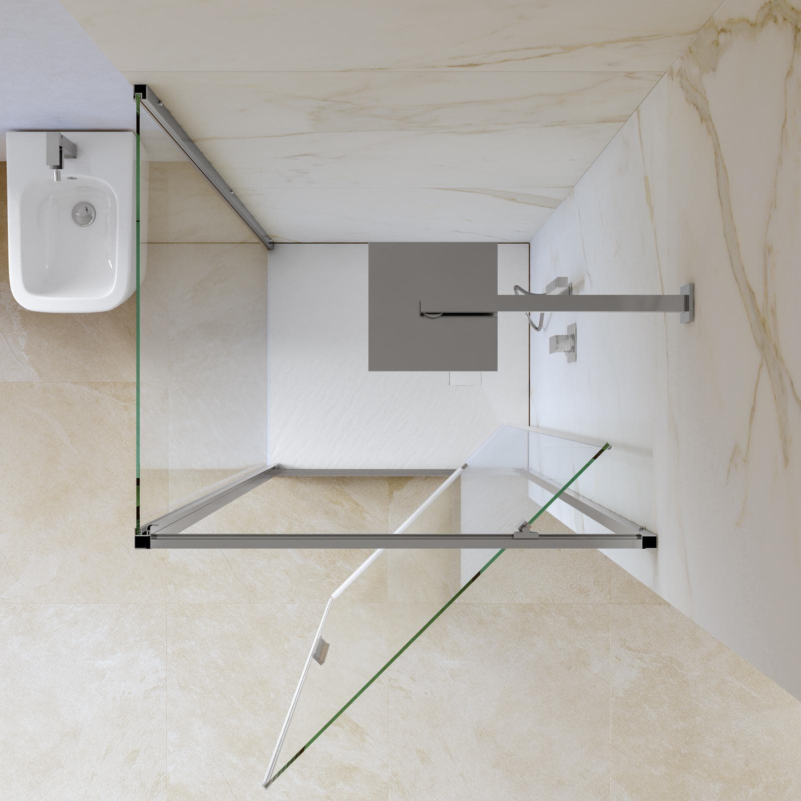 Box doccia 70x90 cm battente vetro trasparente e profilo cromo 195h - Glide