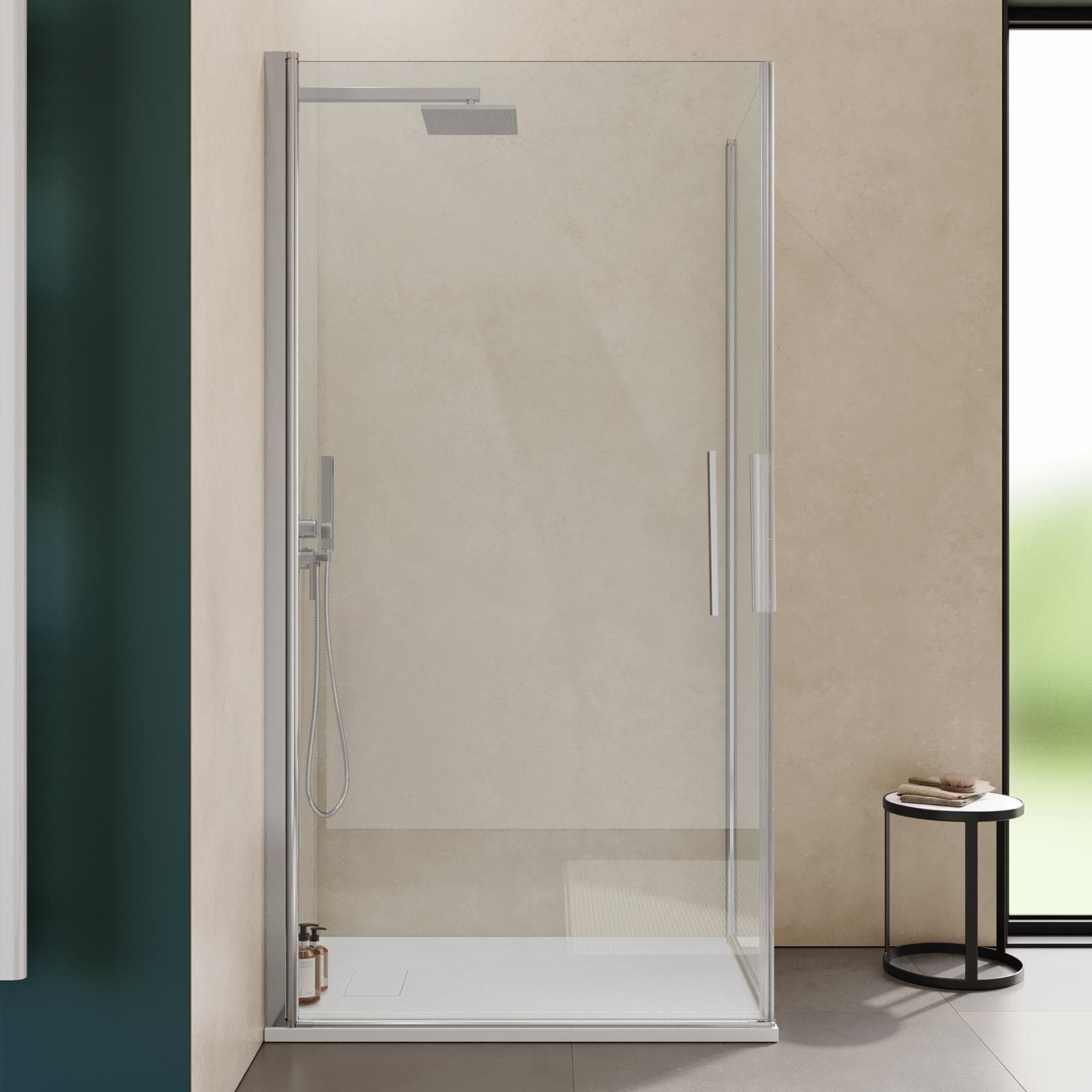 Box doccia 70x90 cm doppio battente con vetro temperato trasparente e profilo cromo 195h - Nilo
