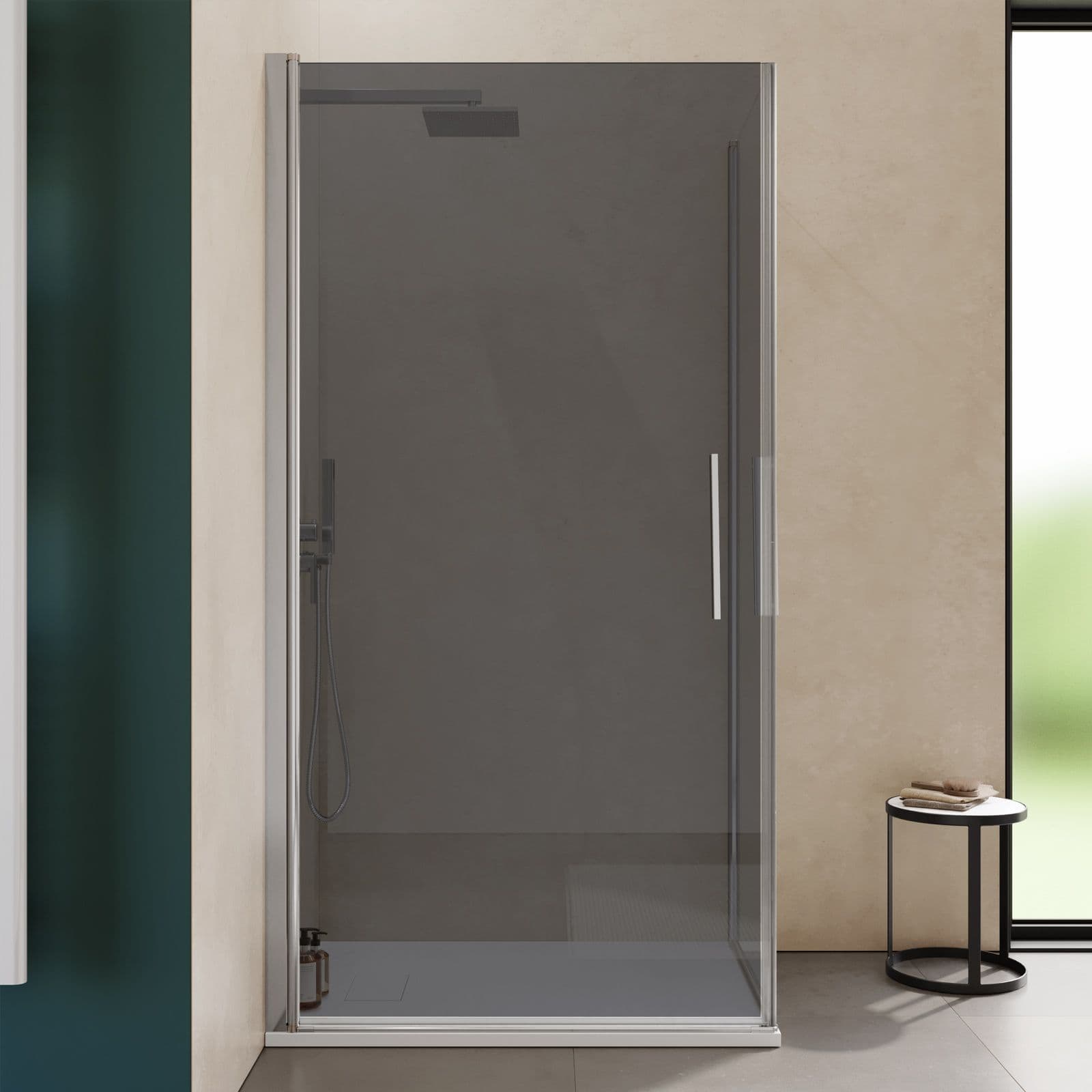 Box doccia 70x90 cm doppio battente con vetro temperato fumé e profilo cromo 195h - Nilo