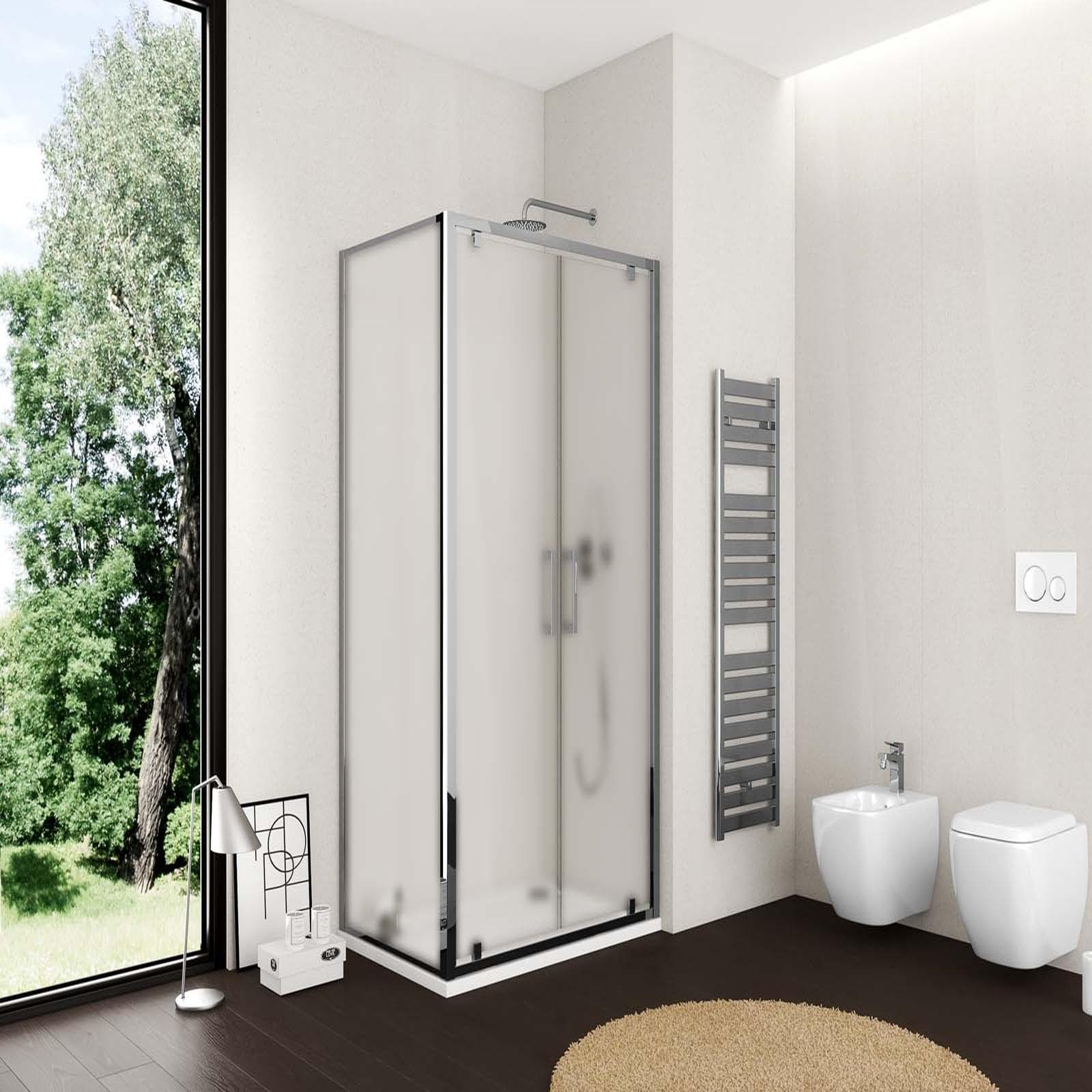 Box doccia 70x90 cm doppio battente vetro opaco profilo cromo 195h - Moritz