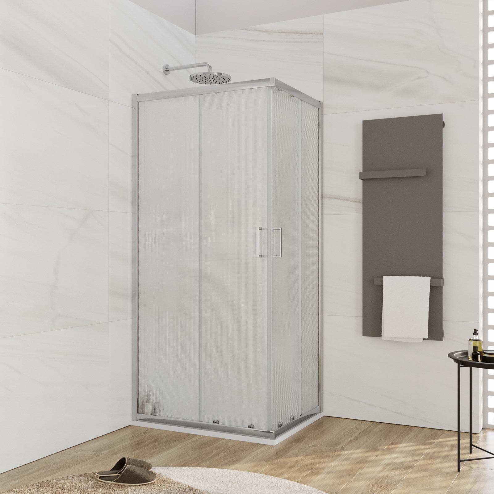 Box doccia 70x90 cm doppio scorrevole vetro temperato 6mm stampato 185h - Young