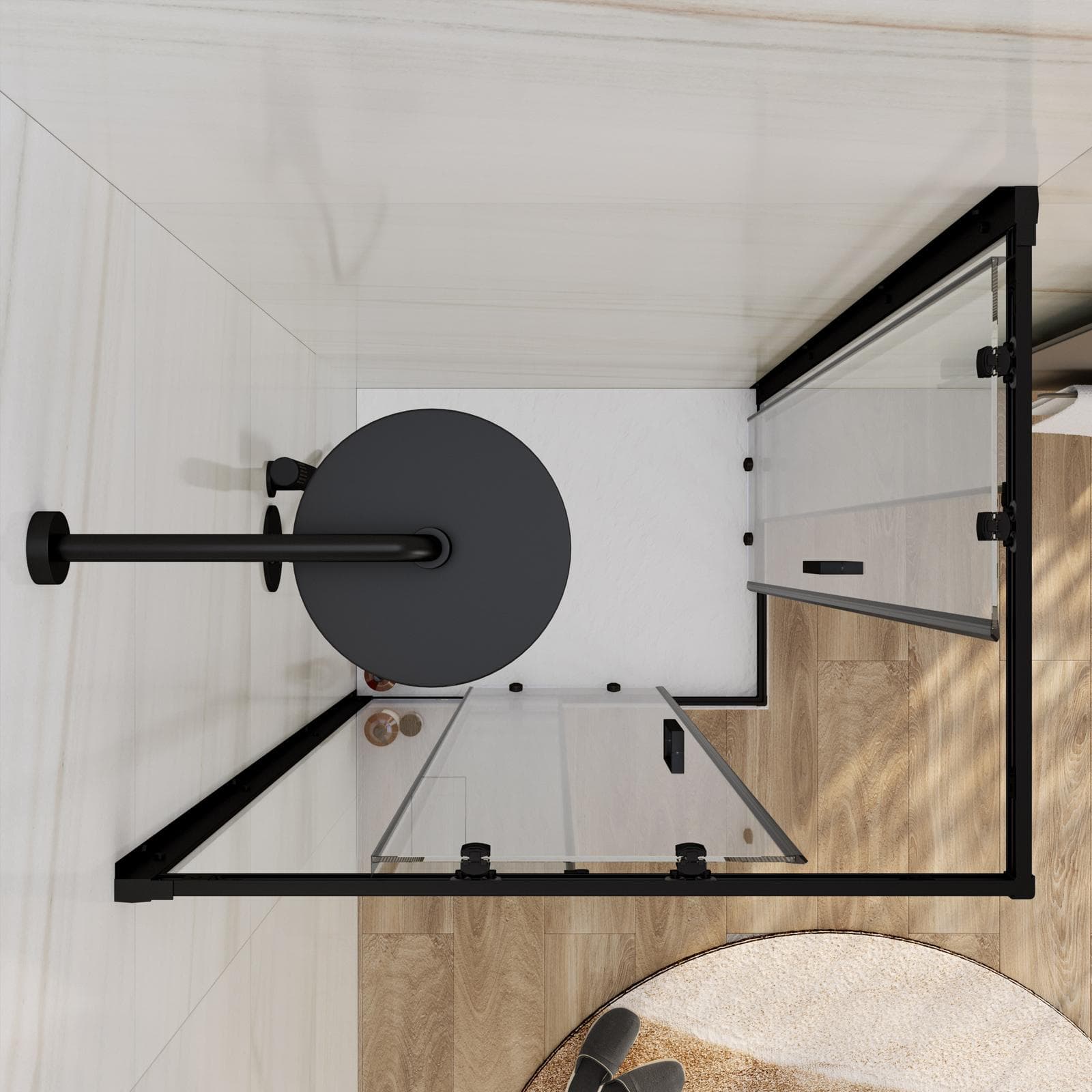 Box doccia 70x90 cm in vetro temperato 6 mm trasparente 185h con profilo nero - Young