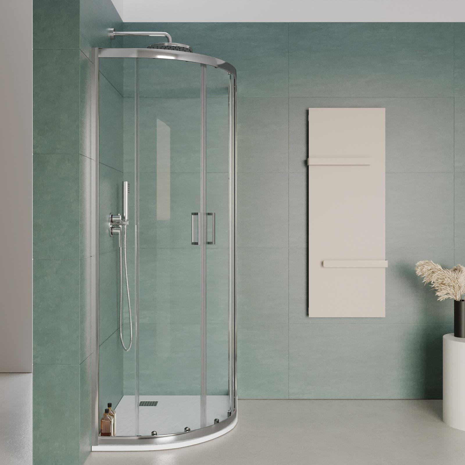 Box doccia 70x90 cm semicircolare vetro temperato 6mm trasparente 185h - Young