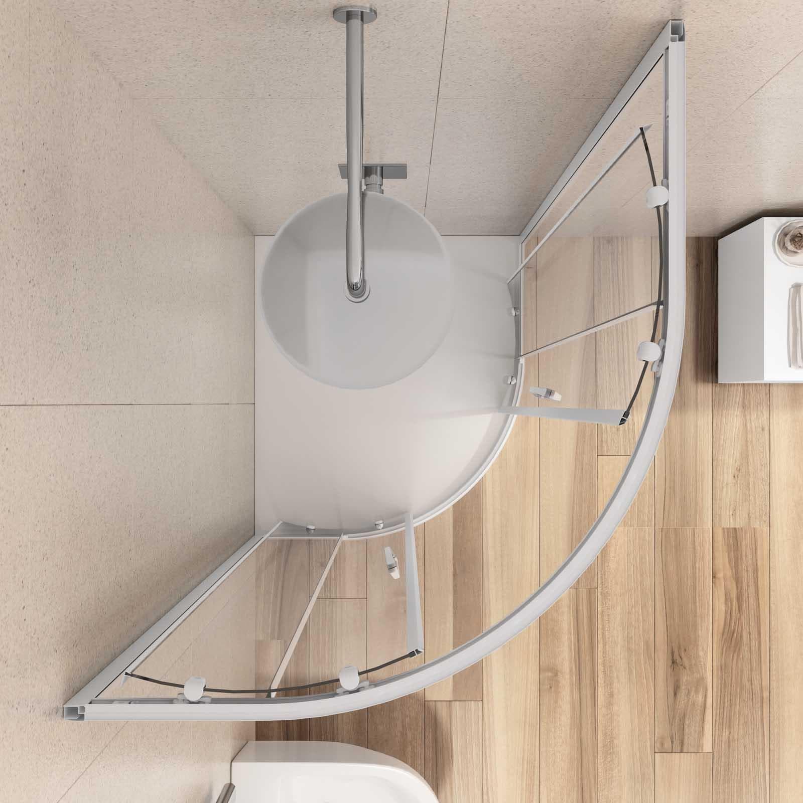 Box doccia 70x90 cm semicircolare scorrevole con vetro trasparente e profilo bianco 185h - Lite