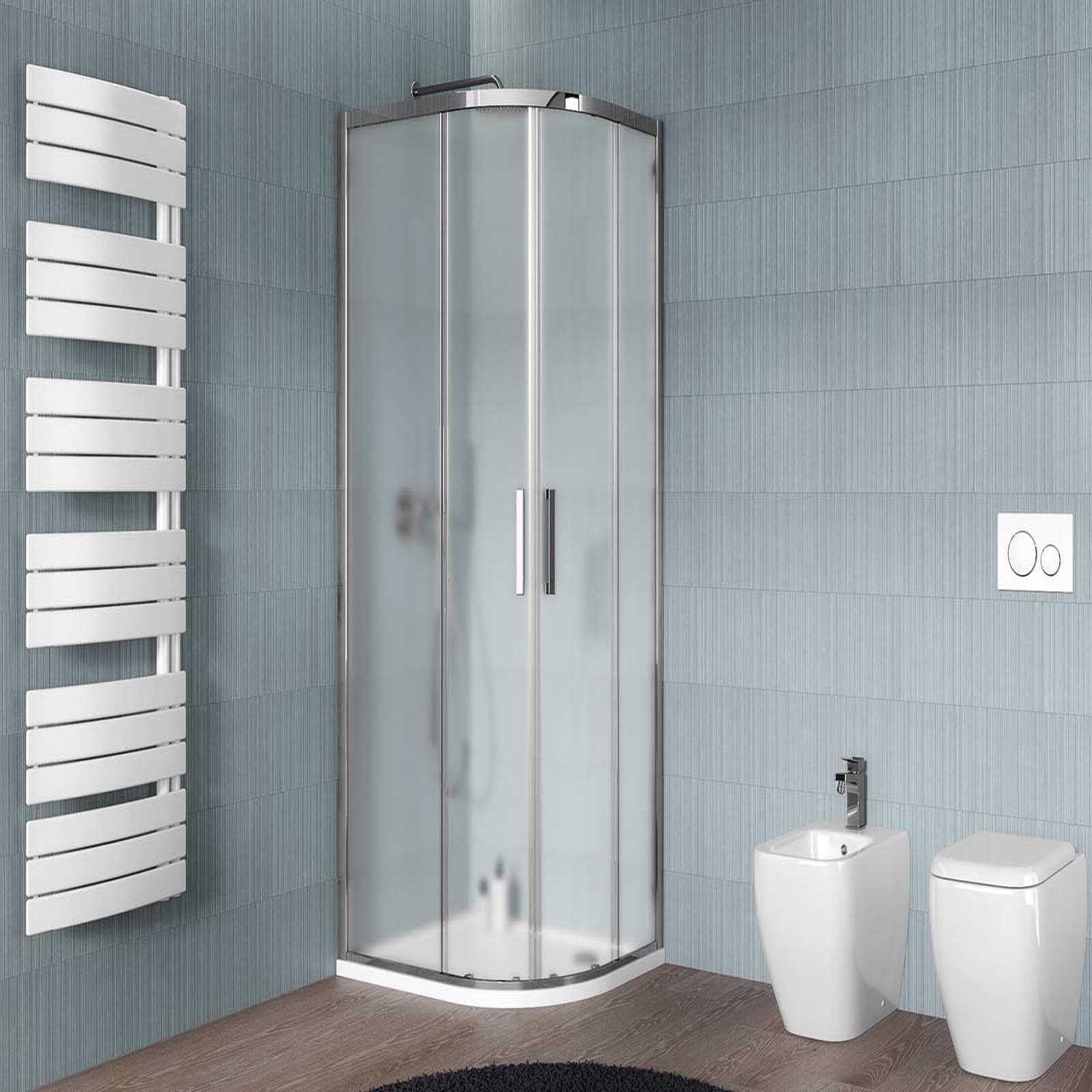 Box doccia 70x90 cm semicircolare scorrevole vetro temperato opaco profilo cromo 195h - Moritz