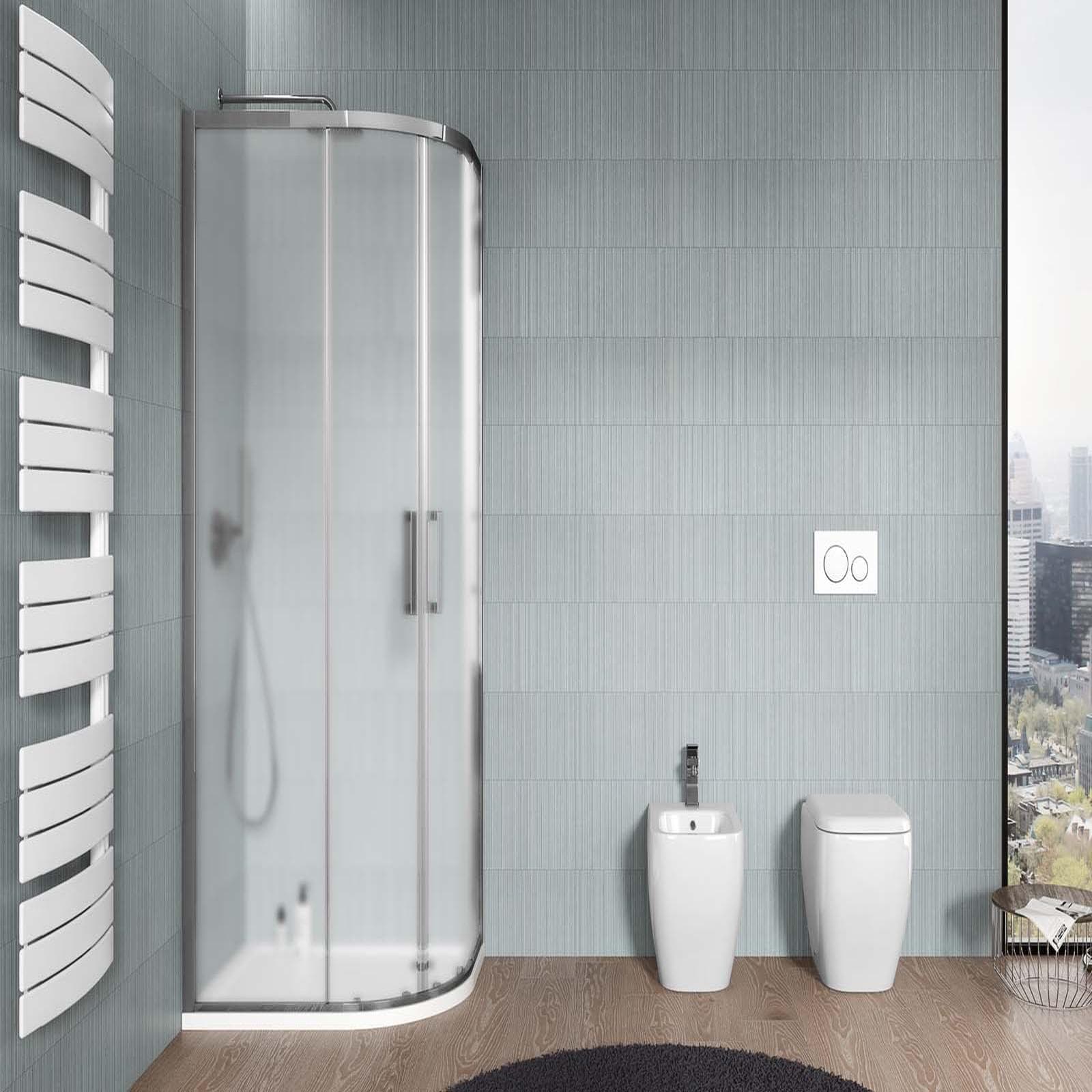Box doccia 70x90 cm semicircolare scorrevole vetro temperato opaco profilo cromo 195h - Moritz