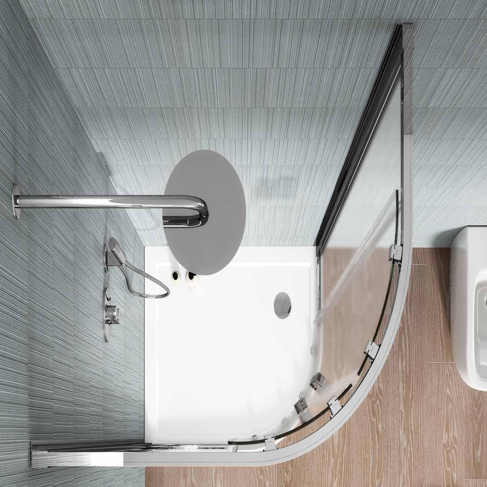 Box doccia 70x90 cm semicircolare scorrevole vetro temperato opaco profilo cromo 195h - Moritz