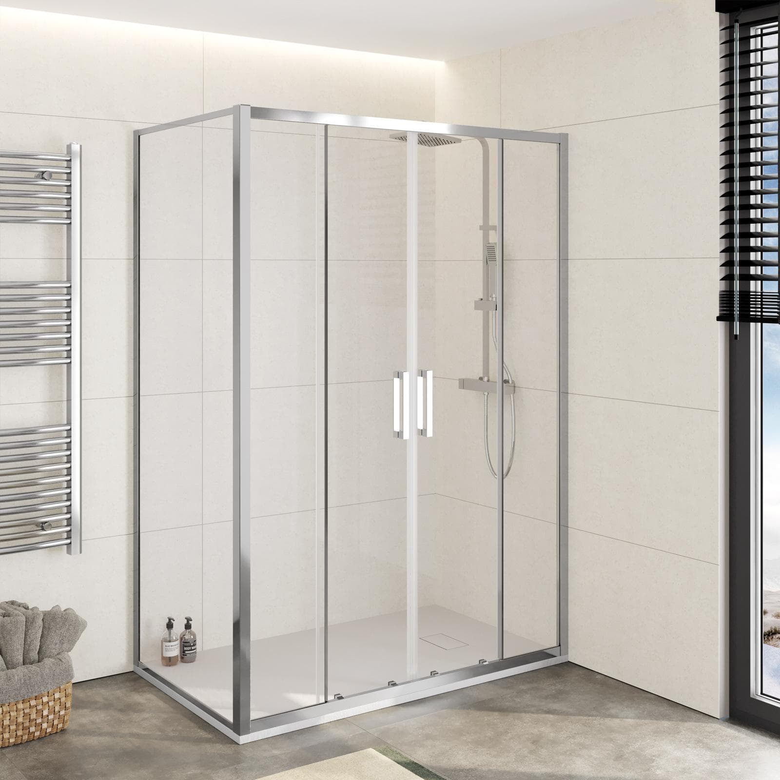 Box doccia 75x120 cm doppio scorrevole vetro trasparente anticalcare profilo cromo 195h - Moritz