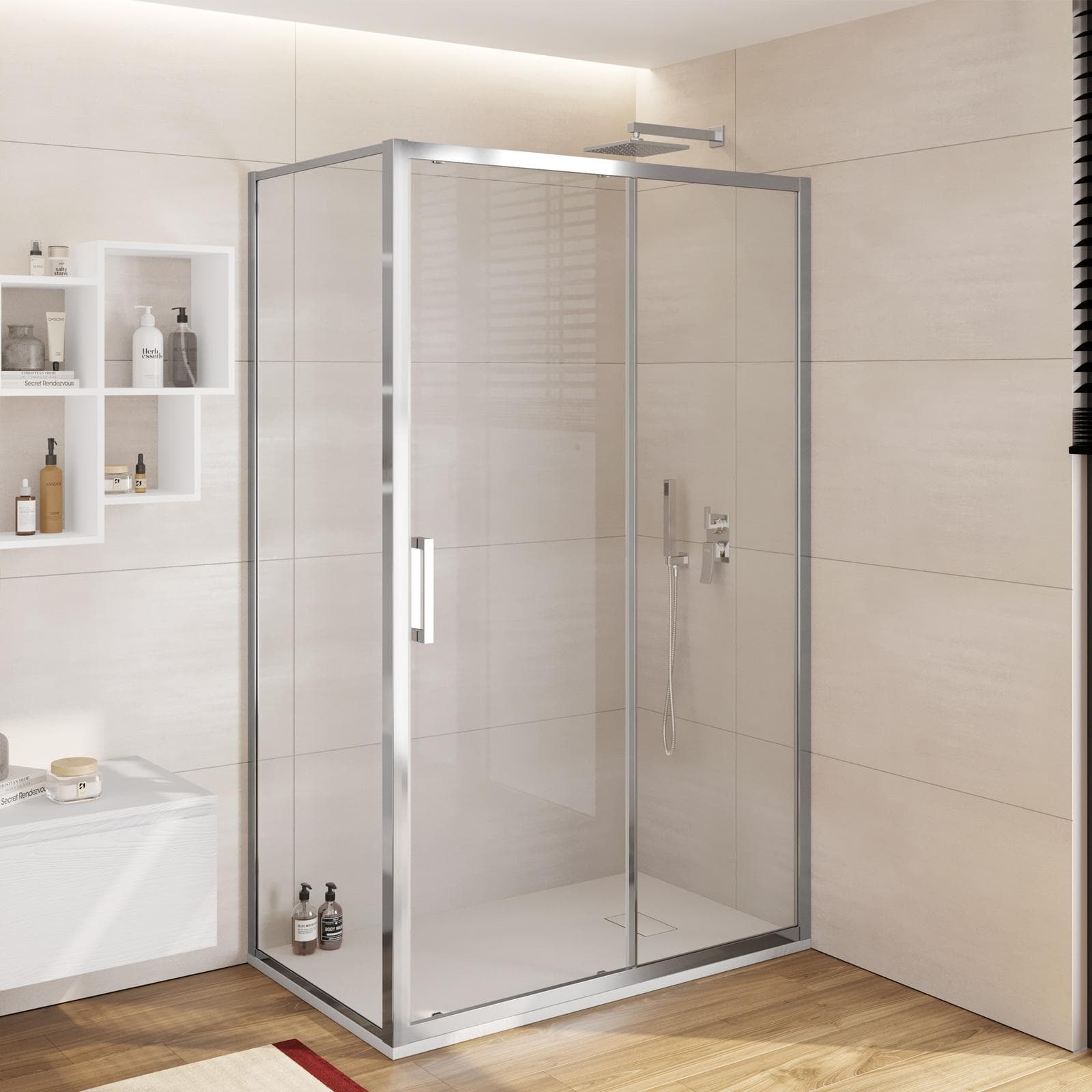 Box doccia 75x120 cm scorrevole vetro trasparente anticalcare profilo cromo 195h - Moritz