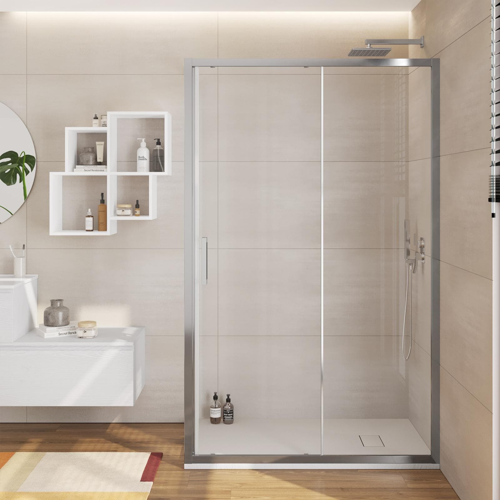 Box doccia 75x120 cm scorrevole vetro trasparente anticalcare profilo cromo 195h - Moritz