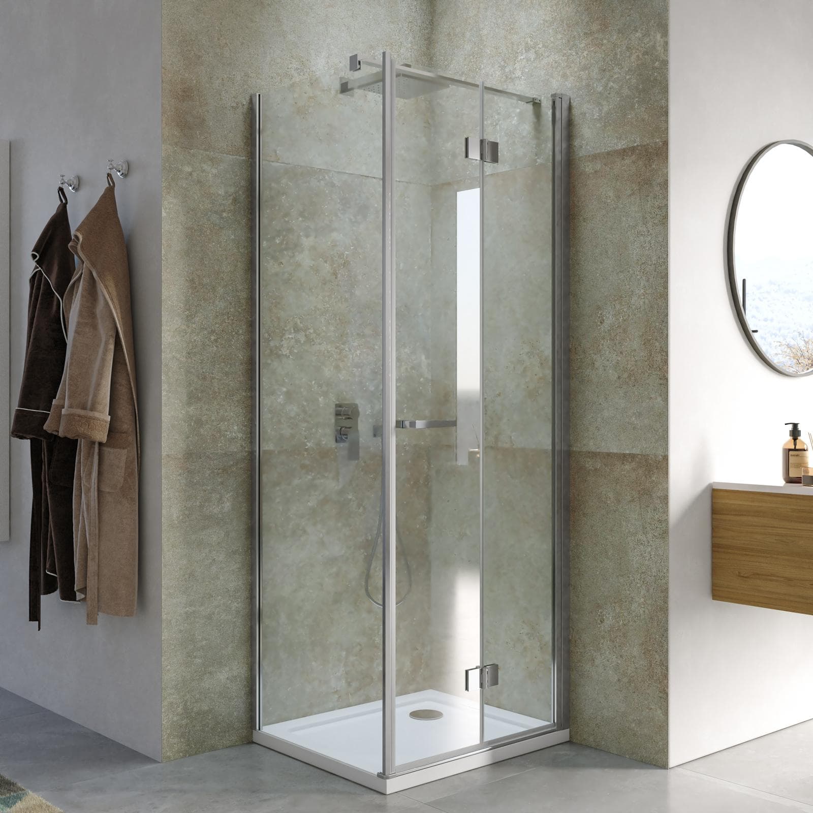 Box doccia 75x75 cm a soffietto vetro anticalcare trasparente profilo cromo 195h - Flexy