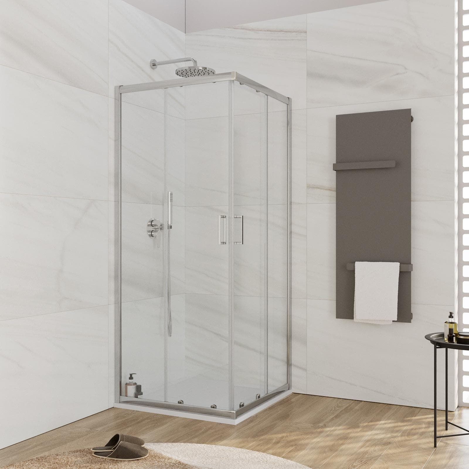 Box doccia 75x75 cm doppio scorrevole vetro temperato 6mm trasparente 185h - Young