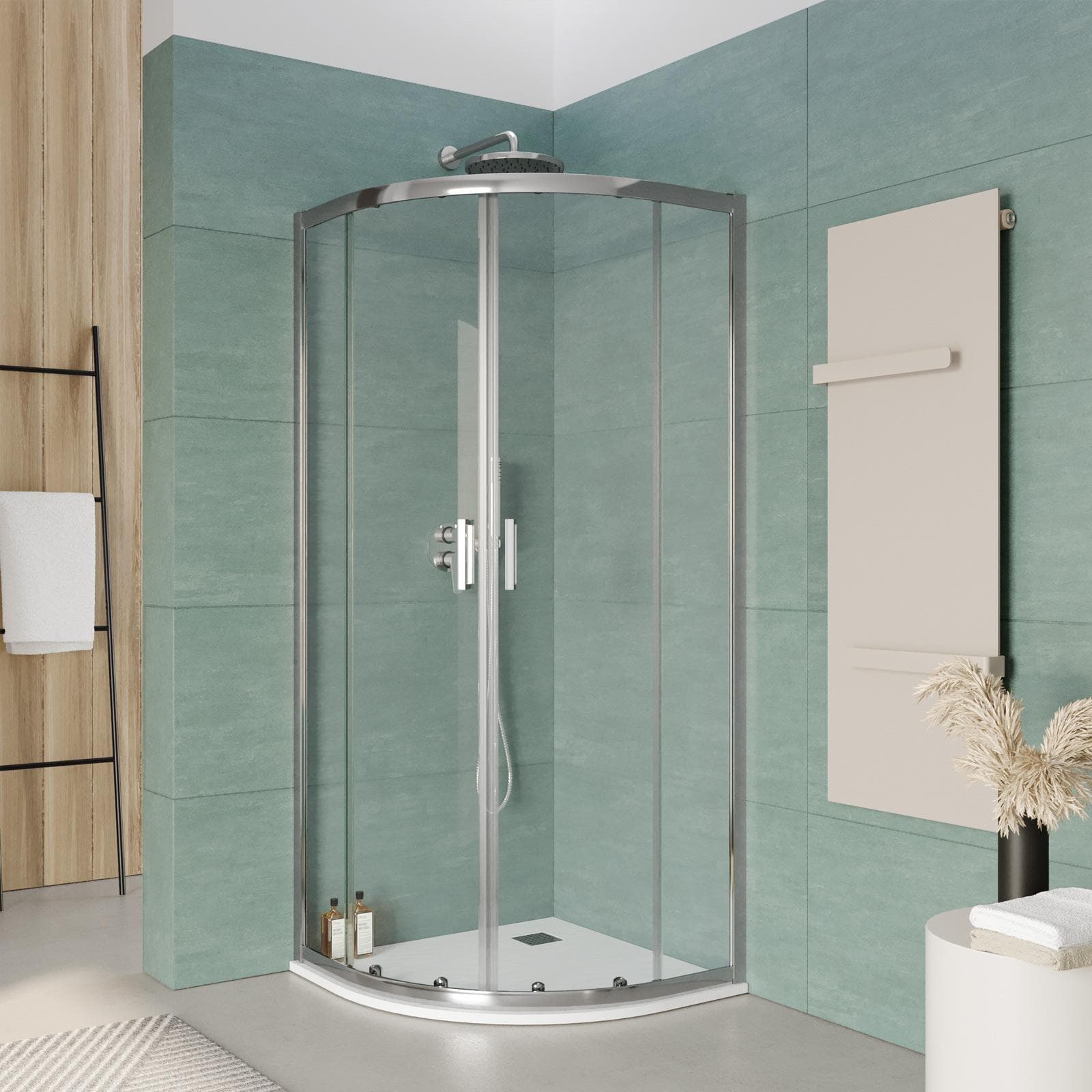 Box doccia 75x75 cm semicircolare vetro temperato 6mm trasparente 185h - Young