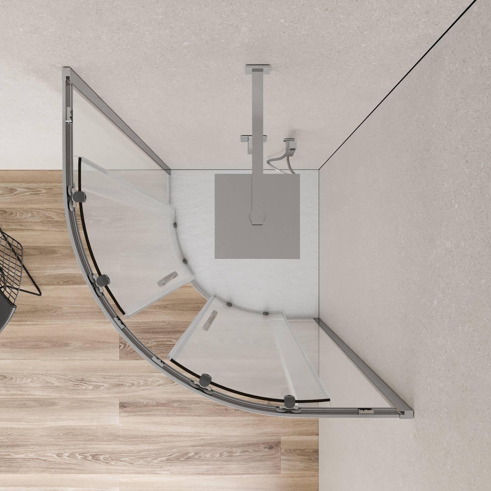 Box doccia semicircolare 75x75 cm scorrevole con vetro trasparente e profilo cromo 200h - Skin