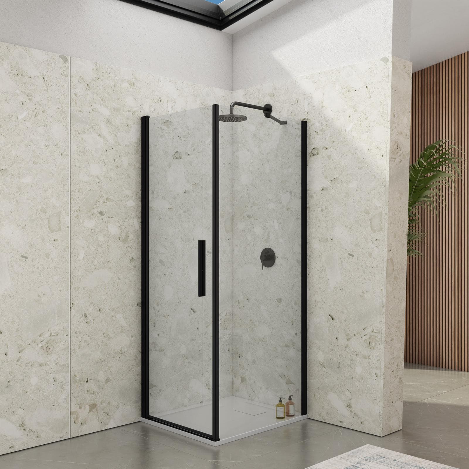 Box doccia 75x80 cm battente con profilo nero 195h - Nilo
