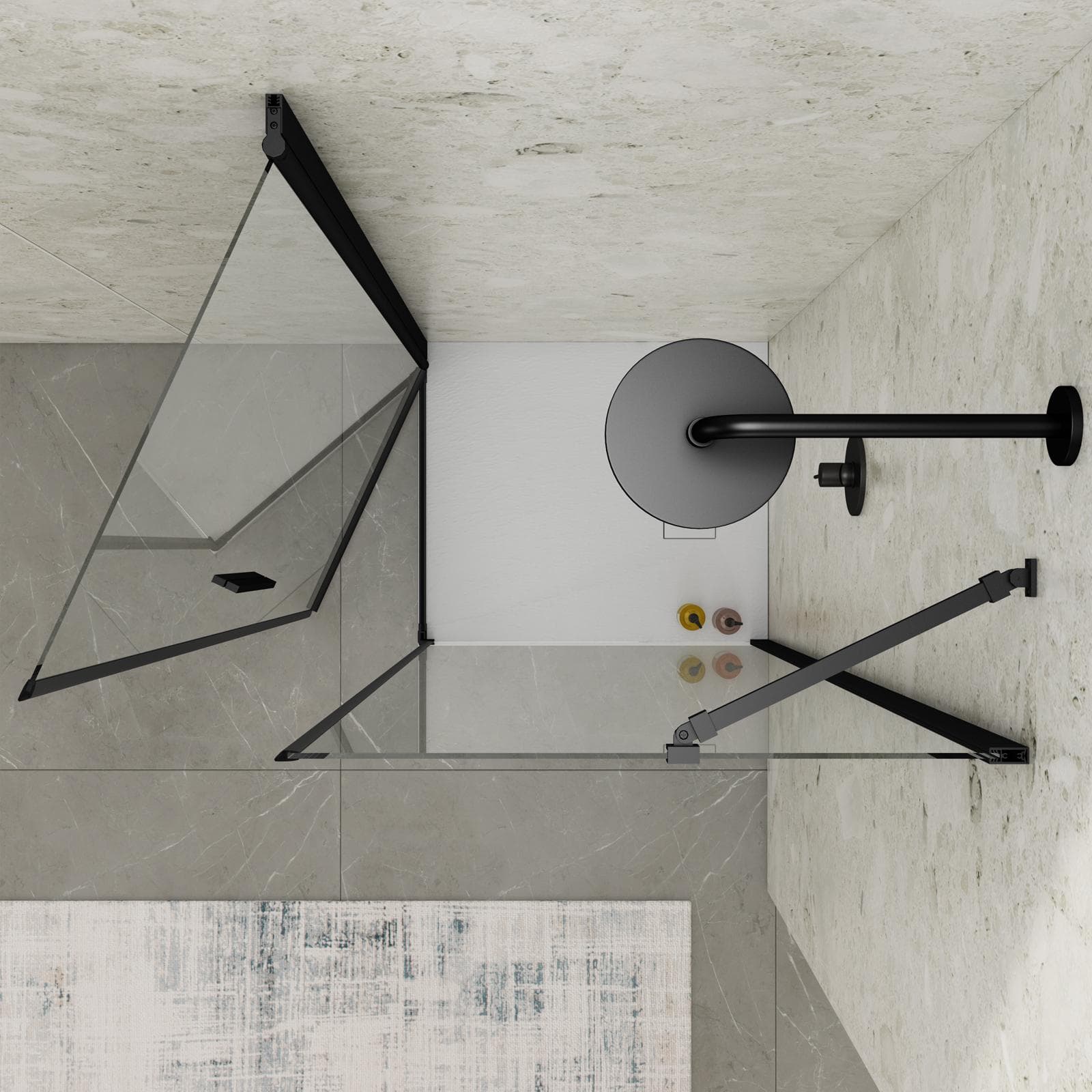 Box doccia 75x80 cm battente con profilo nero 195h - Nilo