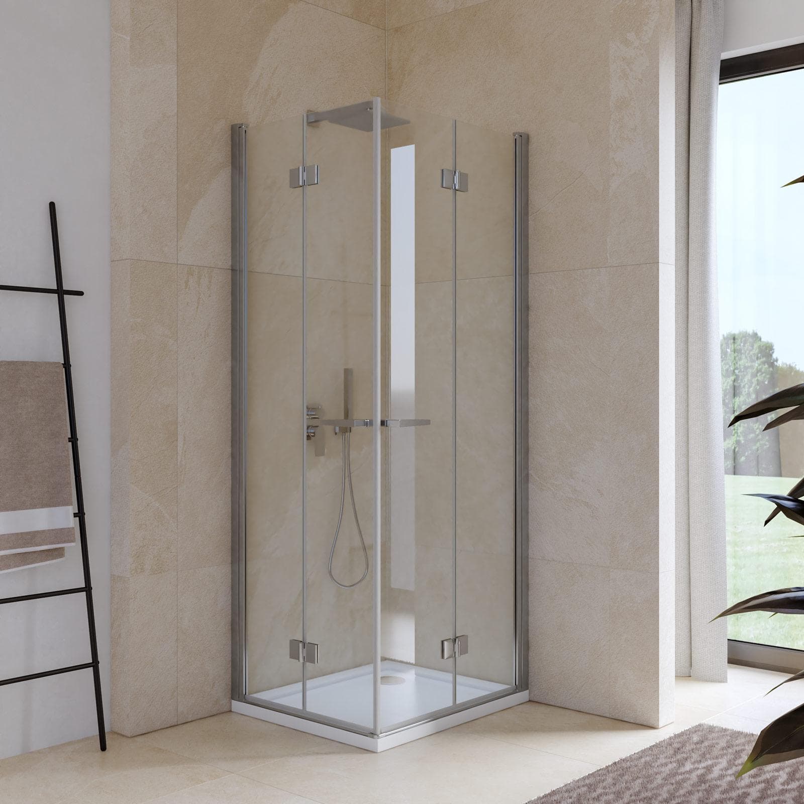 Box doccia 75x80 cm doppio soffietto vetro anticalcare trasparente profilo cromo 195h - Flexy