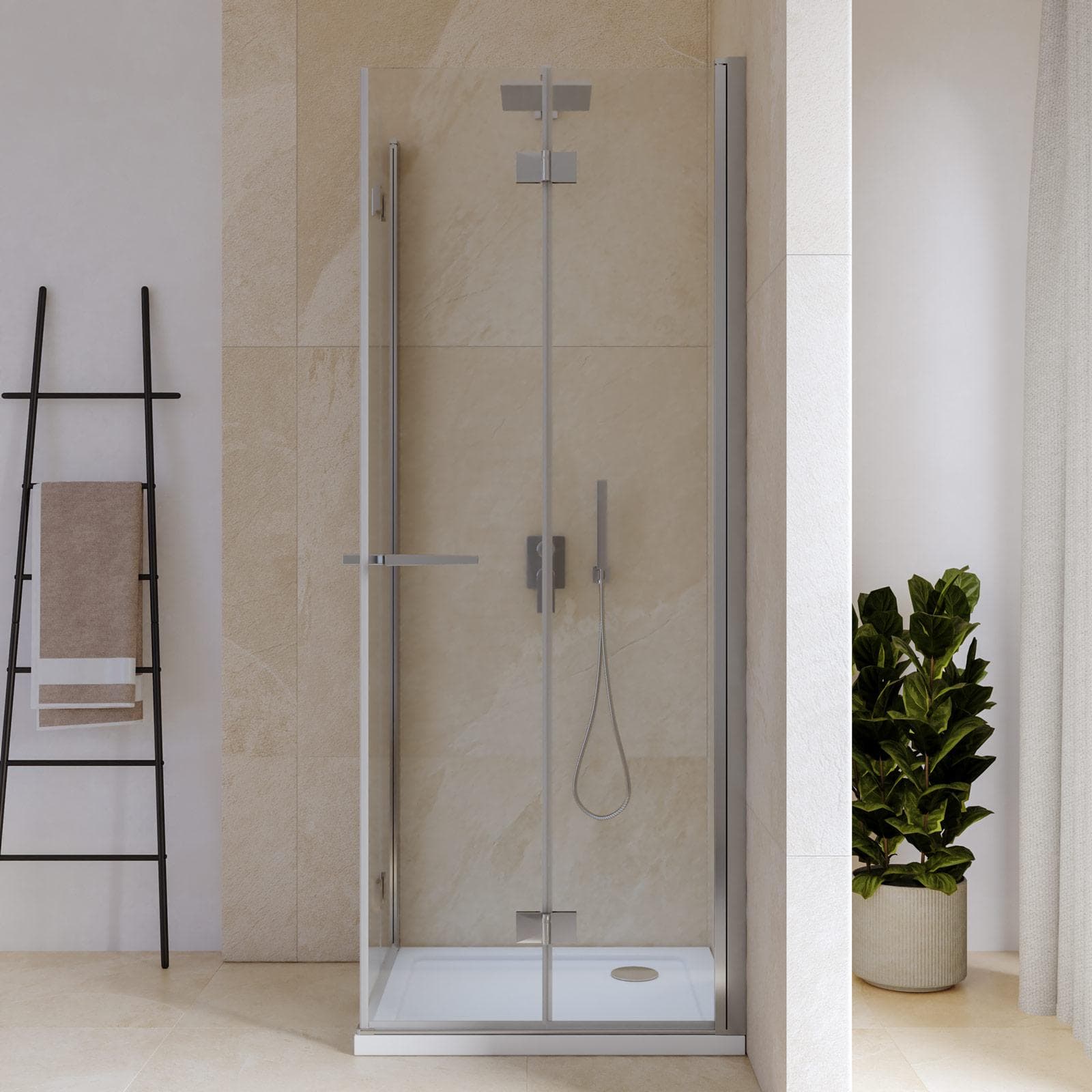 Box doccia 75x85 cm doppio soffietto vetro anticalcare trasparente profilo cromo 195h - Flexy
