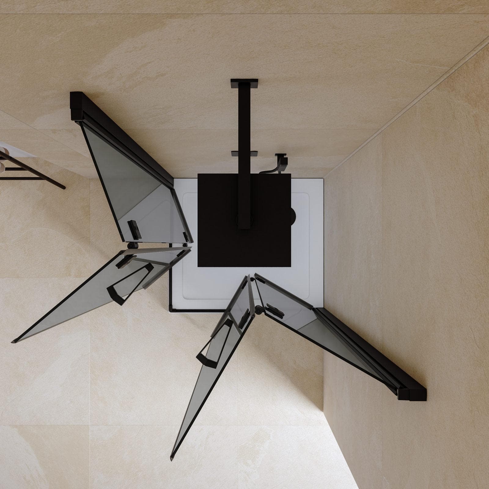 Box doccia 75x85 cm doppio soffietto vetro anticalcare fumè e profilo nero opaco 195h - Flexy