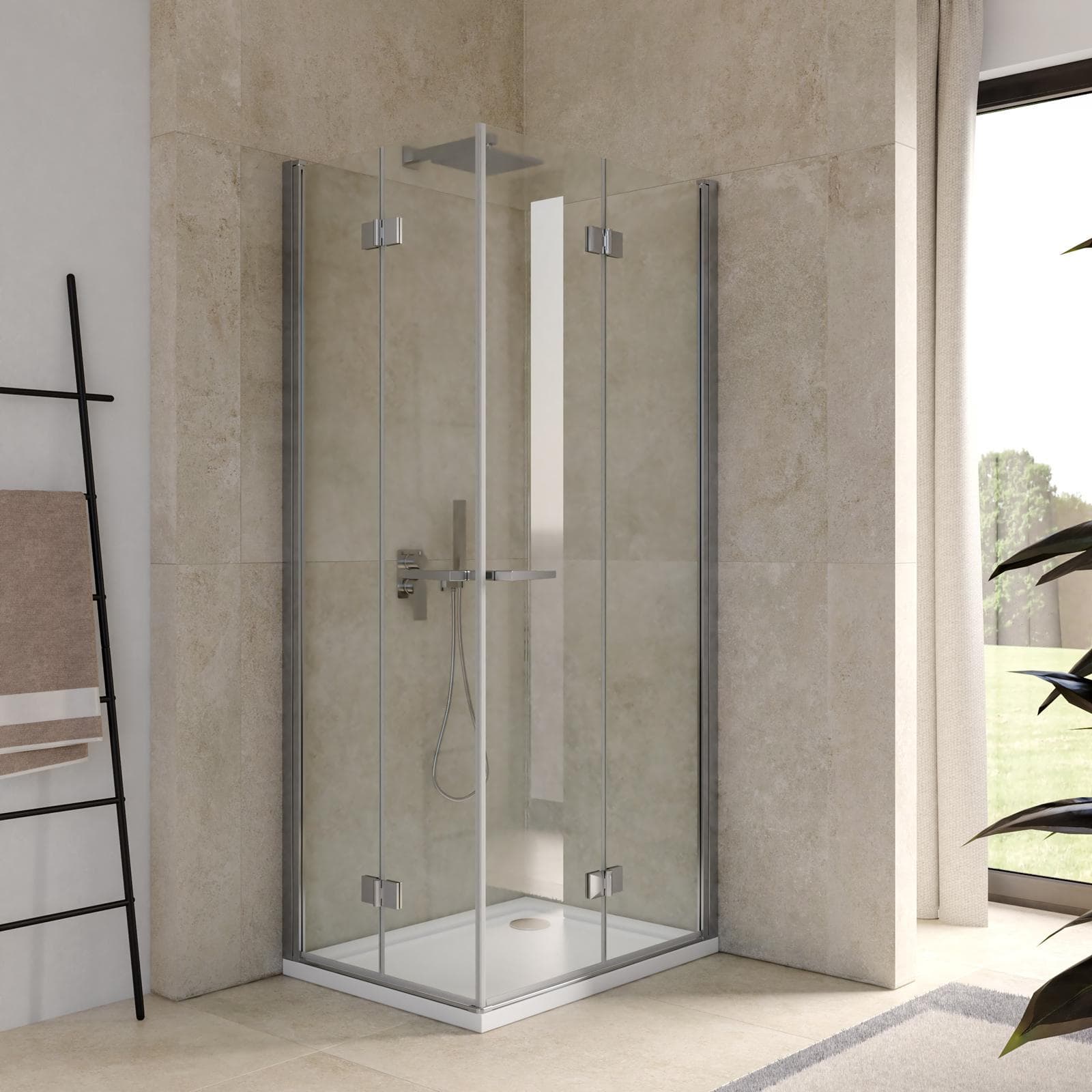 Box doccia 75x90 cm doppio soffietto vetro anticalcare trasparente profilo cromo 195h - Flexy