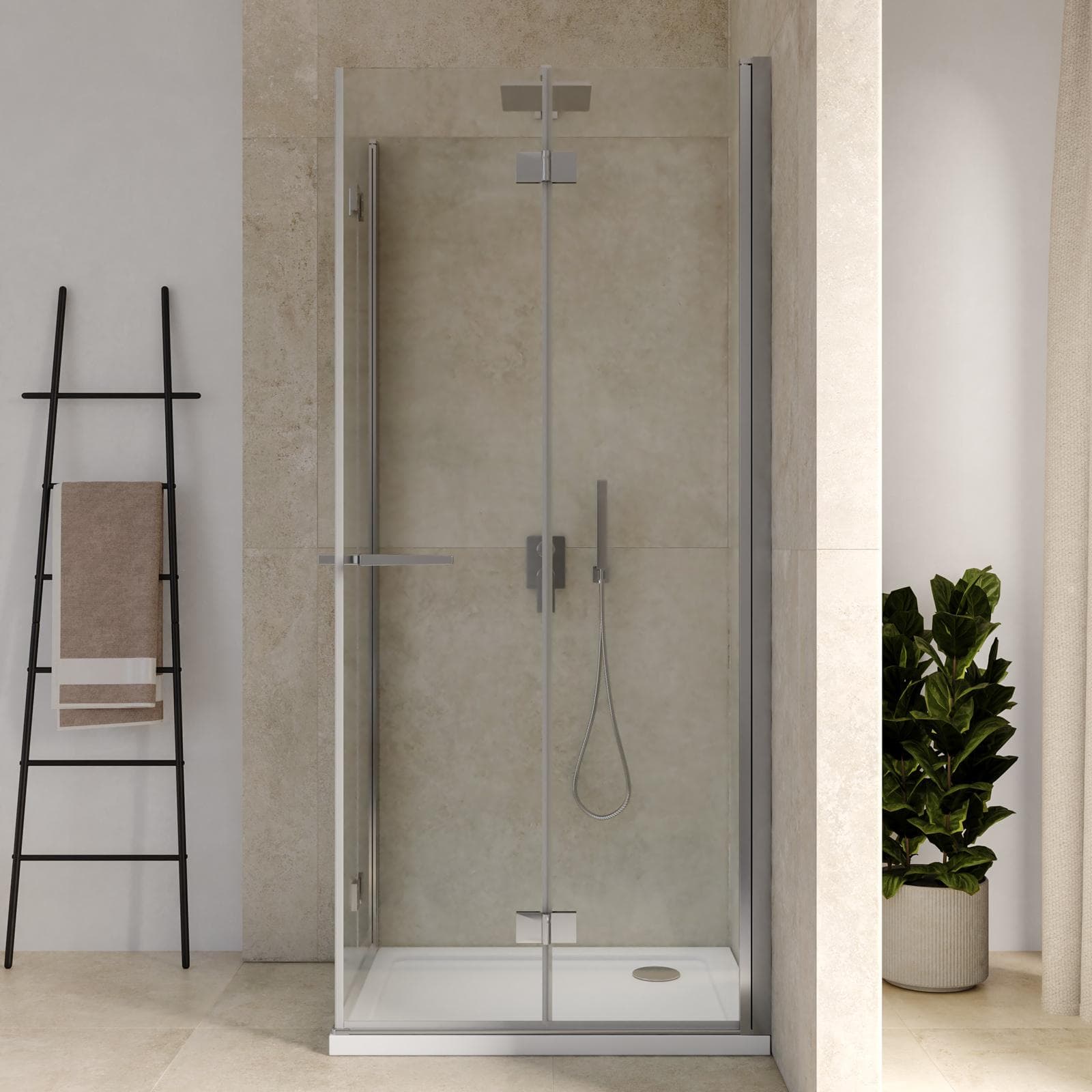 Box doccia 75x90 cm doppio soffietto vetro anticalcare trasparente profilo cromo 195h - Flexy