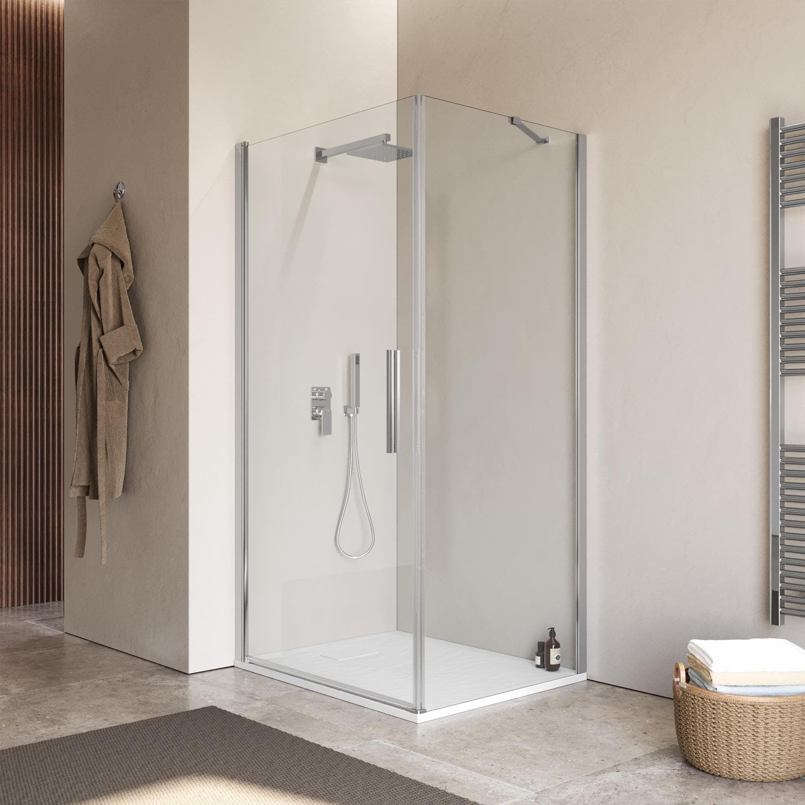 Box doccia 80x100 cm battente in vetro temperato 6mm trasparente 195h - Nilo