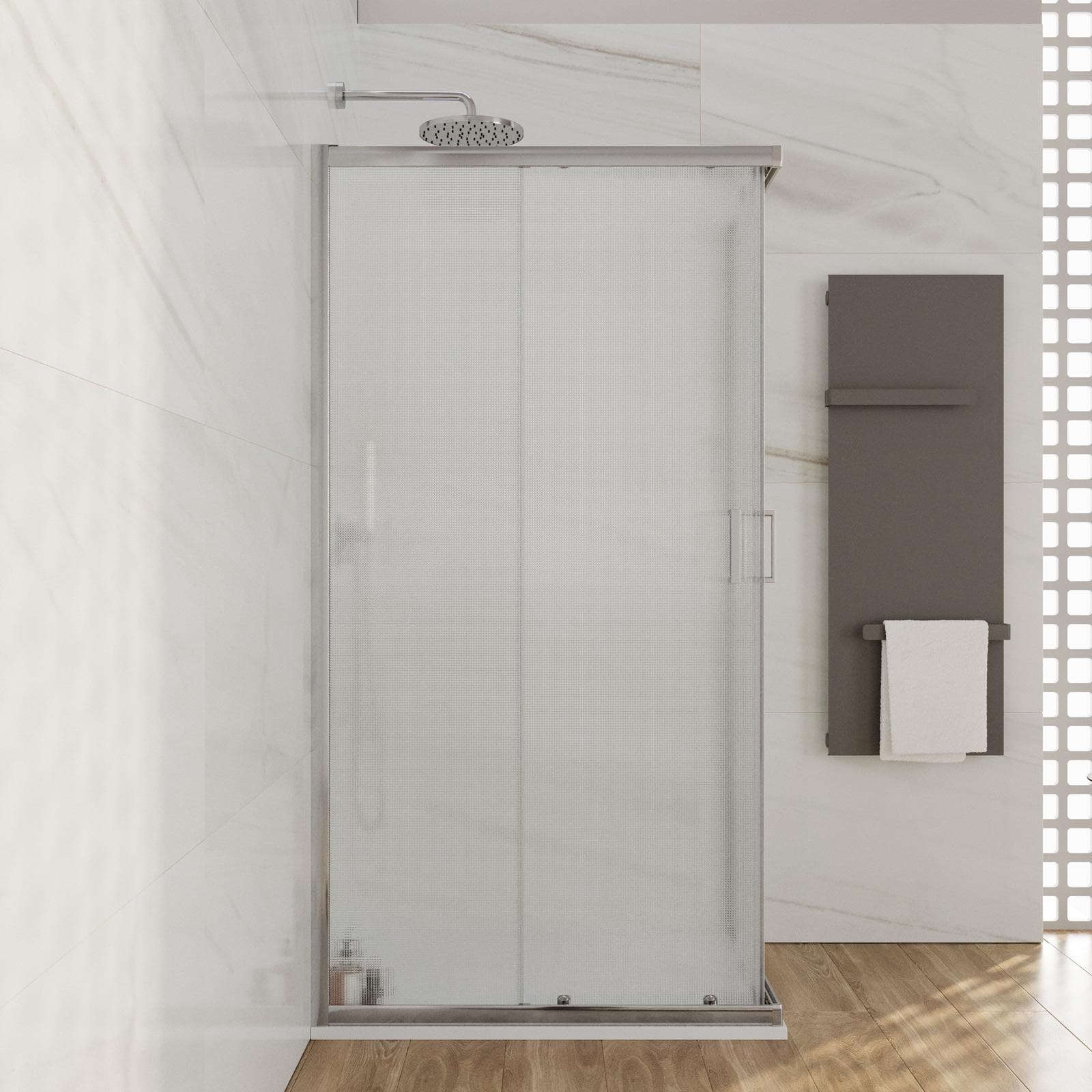 Box doccia 80x100 cm doppio scorrevole vetro temperato 6mm stampato 185h - Young