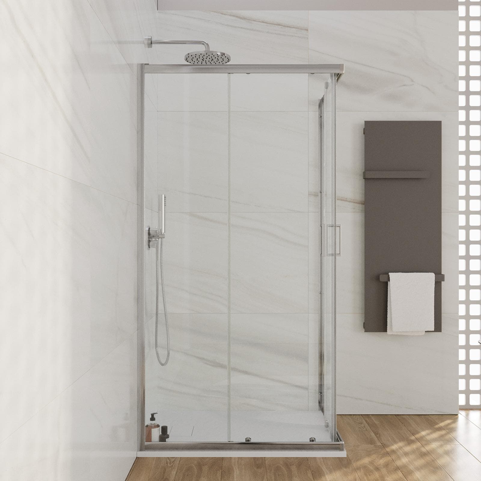 Box doccia 80x100 cm doppio scorrevole vetro temperato 6mm trasparente 185h - Young