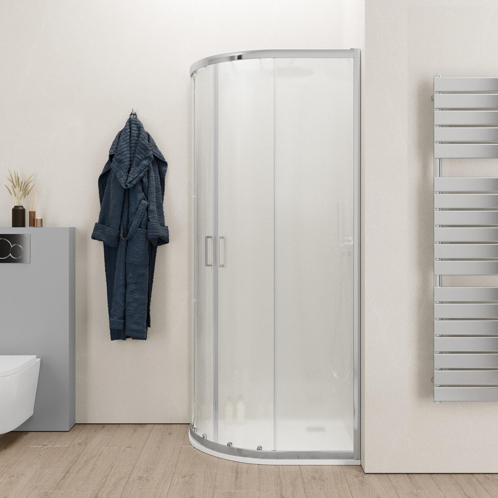 Box doccia 80x100 cm semicircolare in vetro temperato stampato telaio cromo 200h - Sky