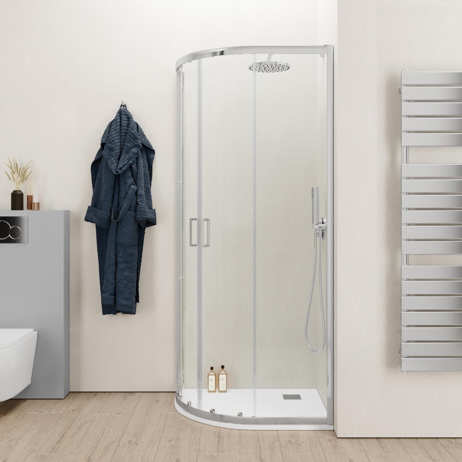 Box doccia 80x100 cm semicircolare in vetro temperato trasparente telaio cromo 200h - Sky
