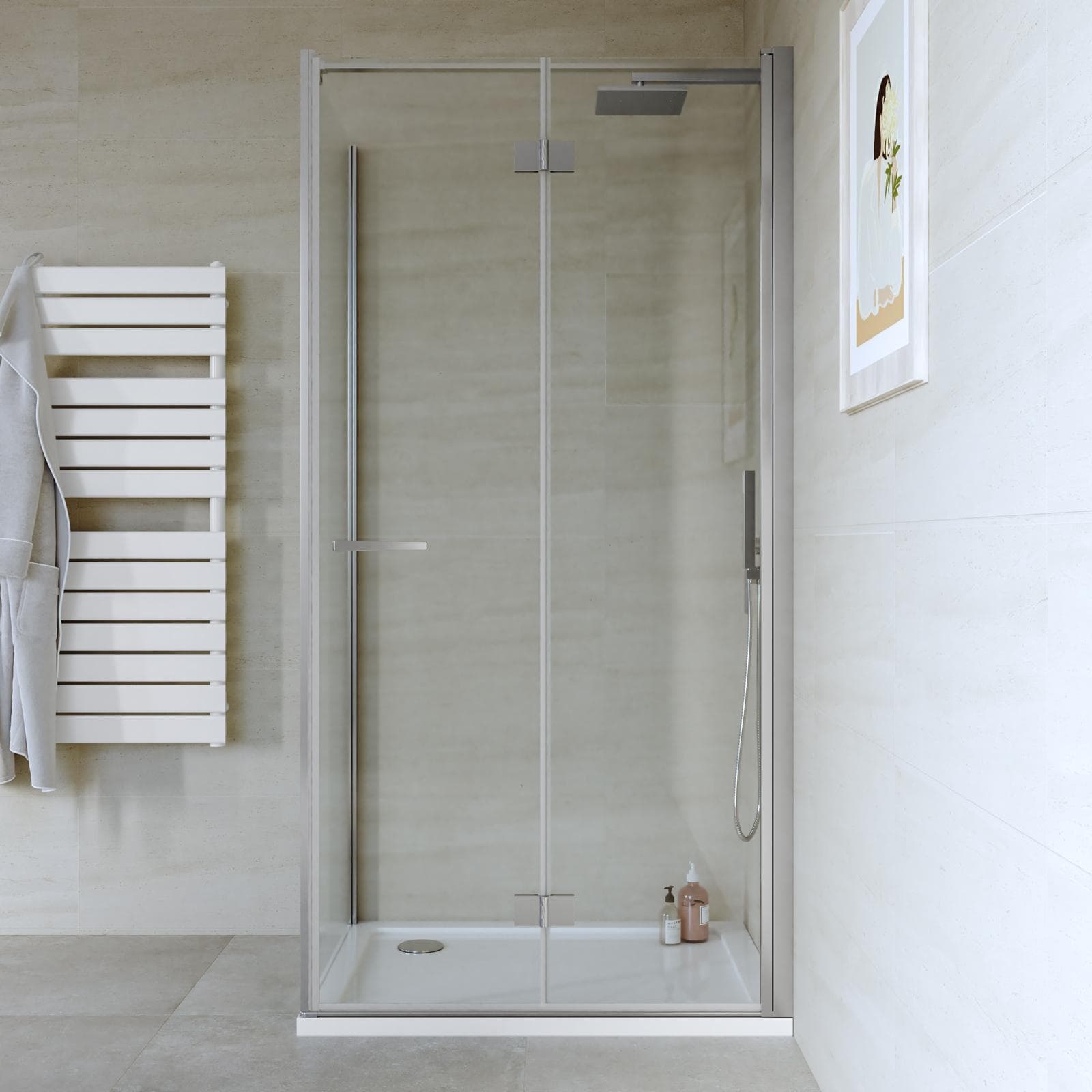 Box doccia 80x105 cm a soffietto vetro anticalcare trasparente profilo cromo 195h - Flexy