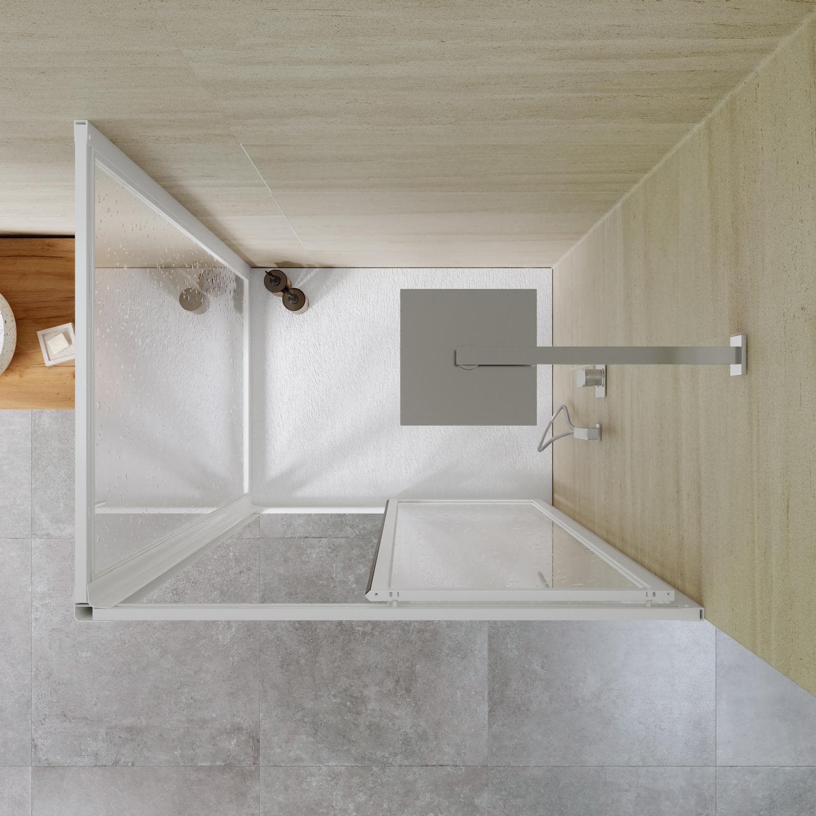 Box doccia 80X110 cm angolare scorrevole in pvc stampato bianco 190h - Acril