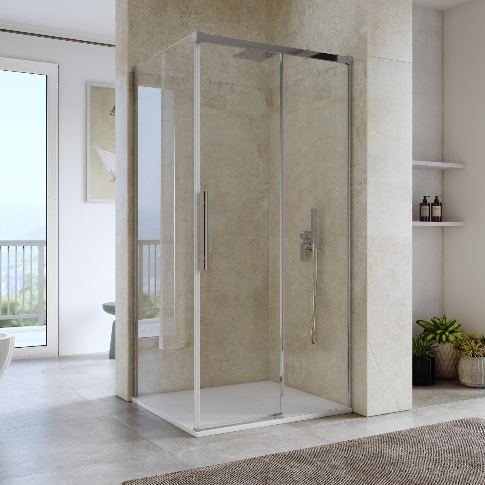 Box doccia 80x110 cm scorrevole vetro anticalcare 8 mm trasparente profilo cromo 200 h - Alissa