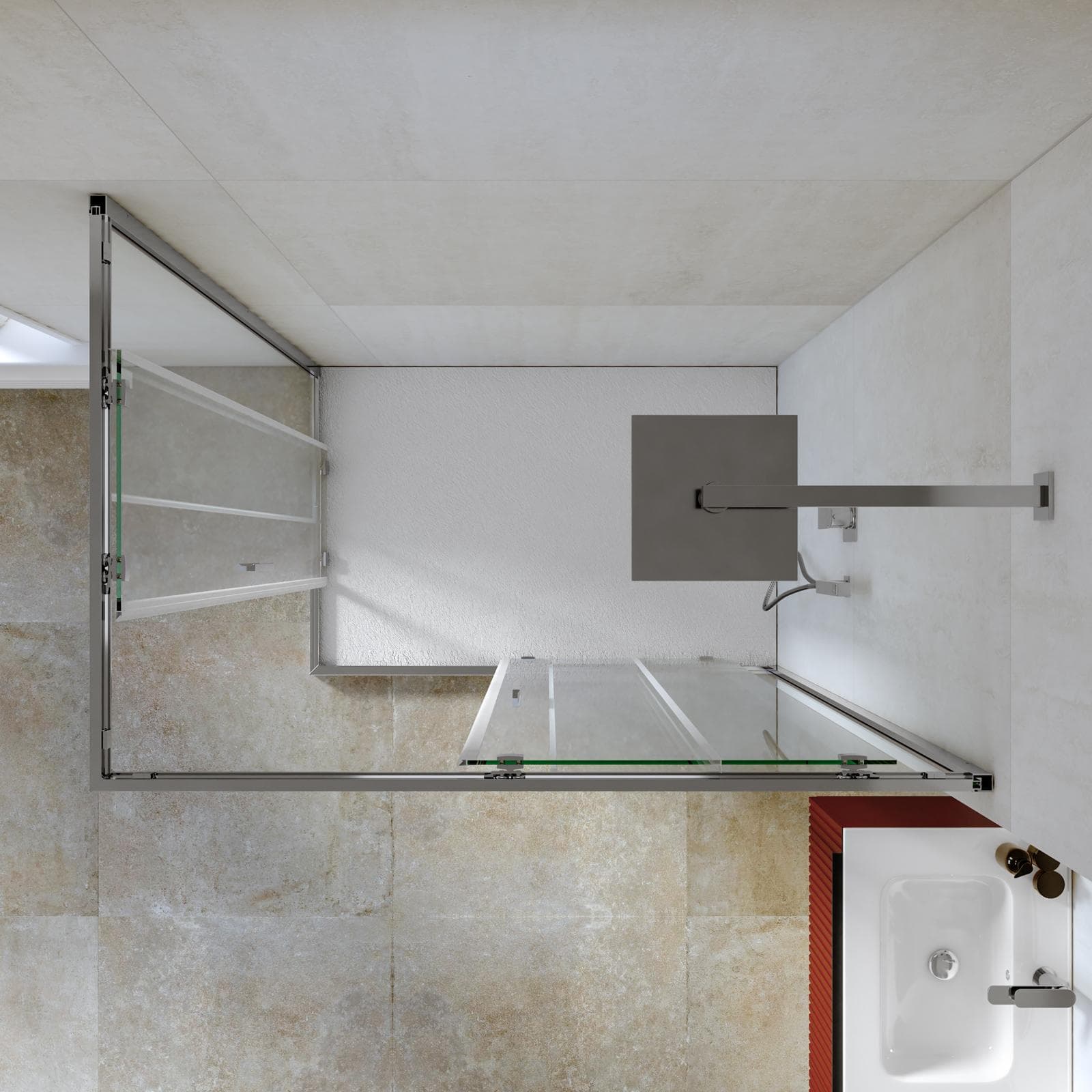 Box doccia 80x120 cm angolare scorrevole con vetro slim trasparente e profilo cromo 195h - Glide