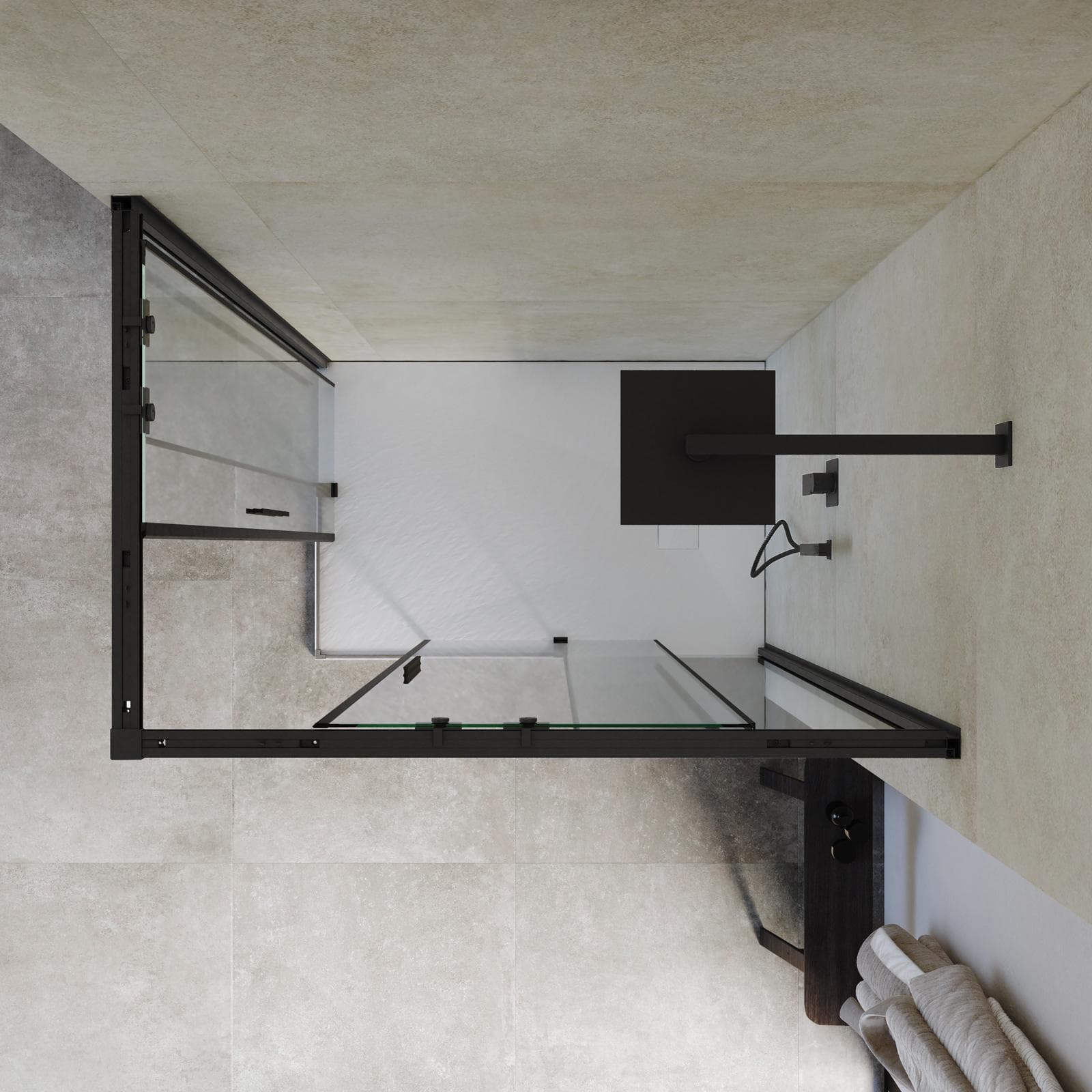Box doccia 80x120 cm angolare scorrevole con vetro trasparente e profilo nero opaco 195h - Silent