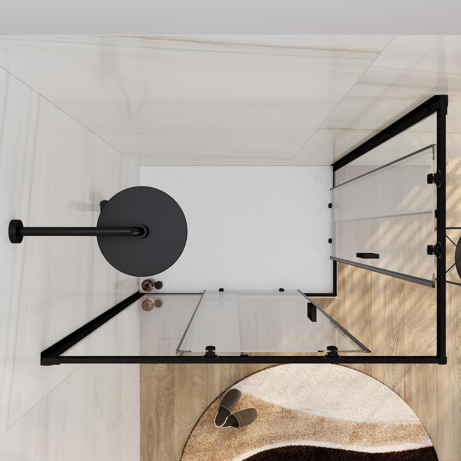 Box doccia 80x120 cm in vetro temperato 6 mm trasparente 185h con profilo nero - Young