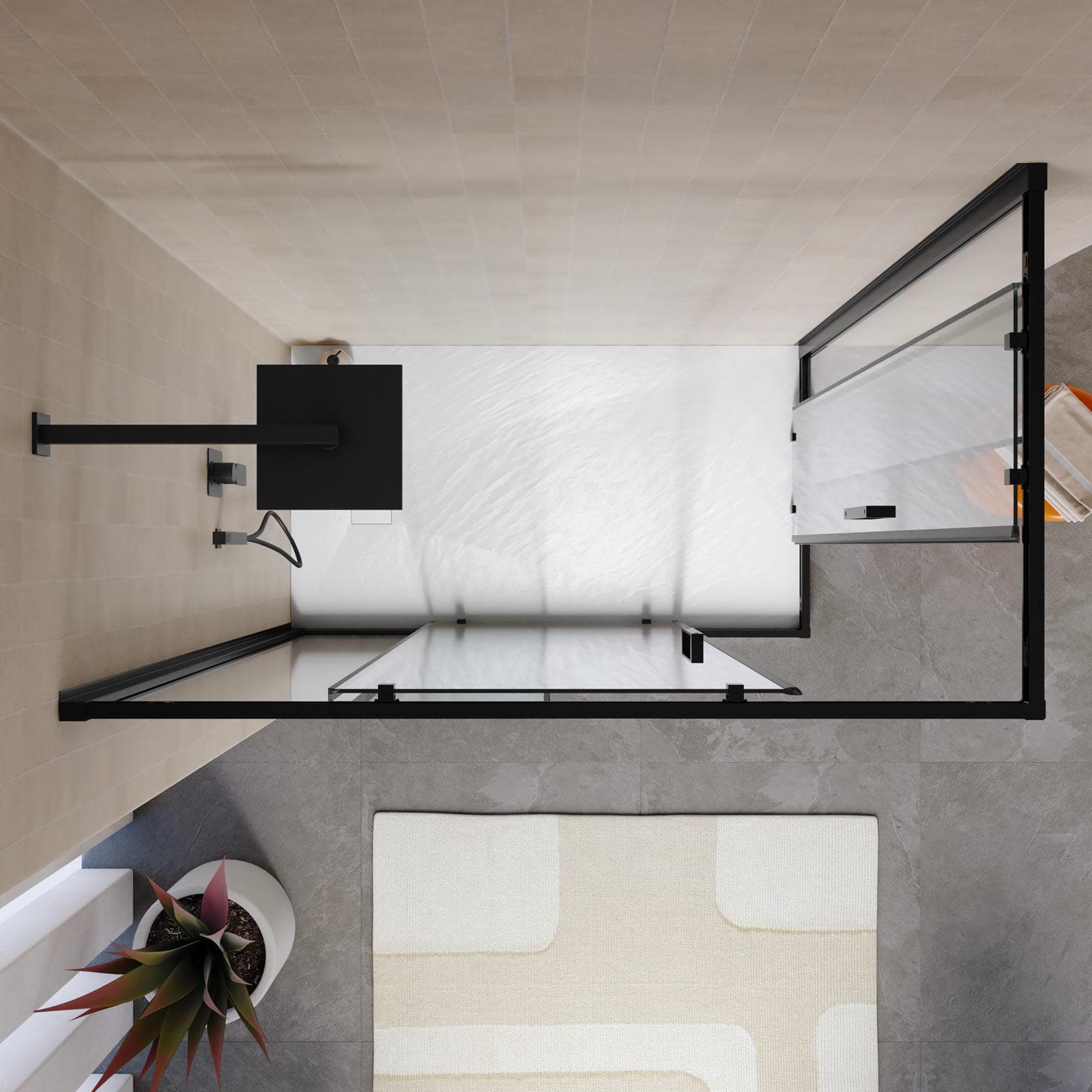 Box doccia 80x120 cm profilo nero apertura ad angolo scorrevole anticalcare 200h - Naomi