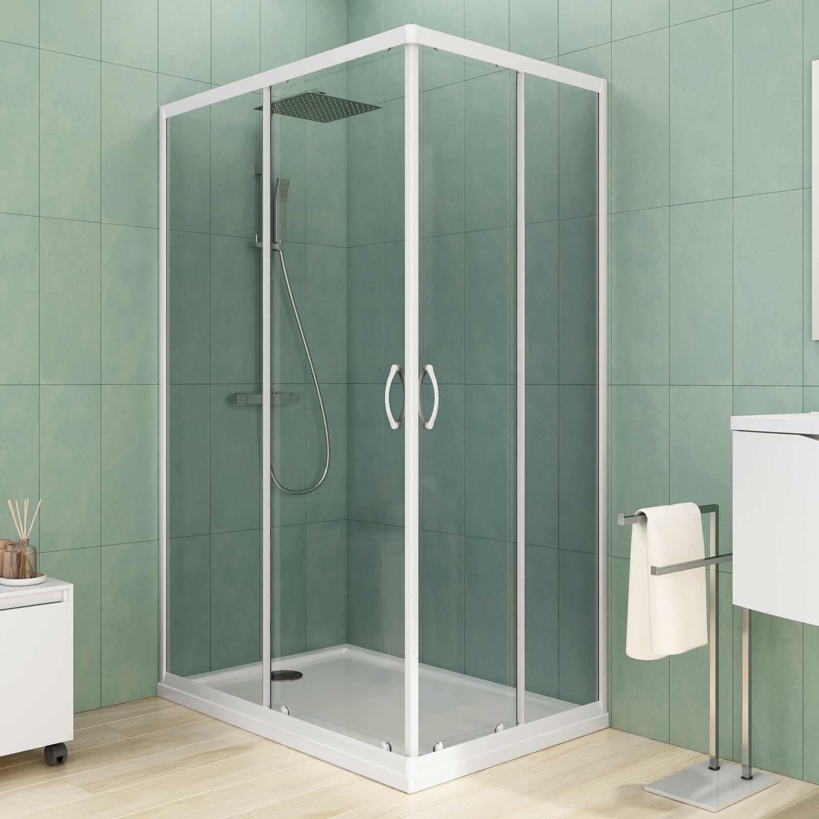 Box doccia 80X120 cm scorrevole con vetro trasparente e profilo bianco 185h - Lite