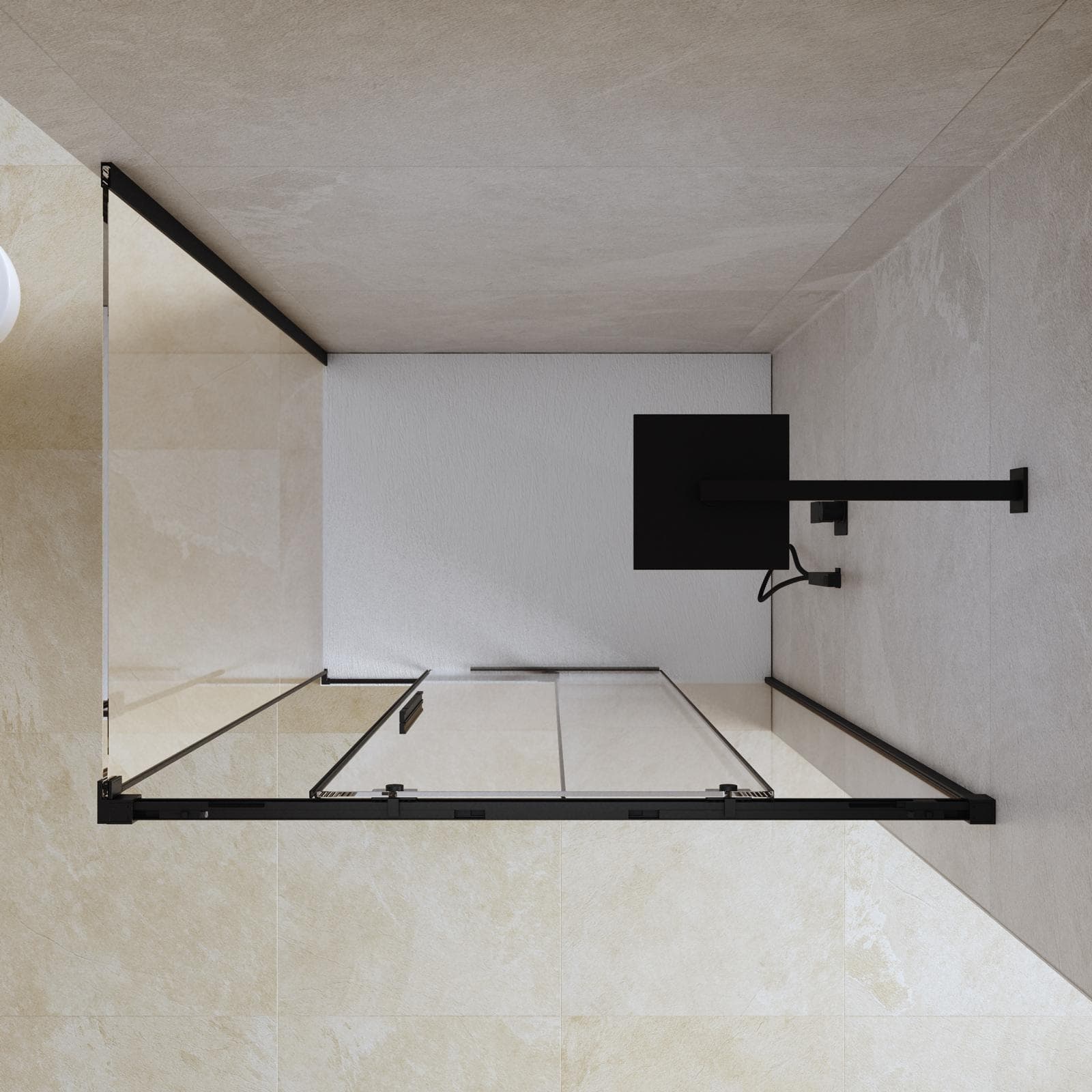 Box doccia 80x120 cm scorrevole vetro anticalcare 8 mm trasparente profilo nero opaco 200 h - Alissa