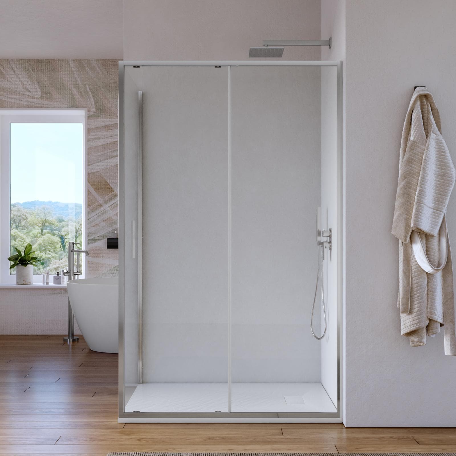 Box doccia 80x120 cm scorrevole vetro trasparente e profilo cromo 195h - Glide