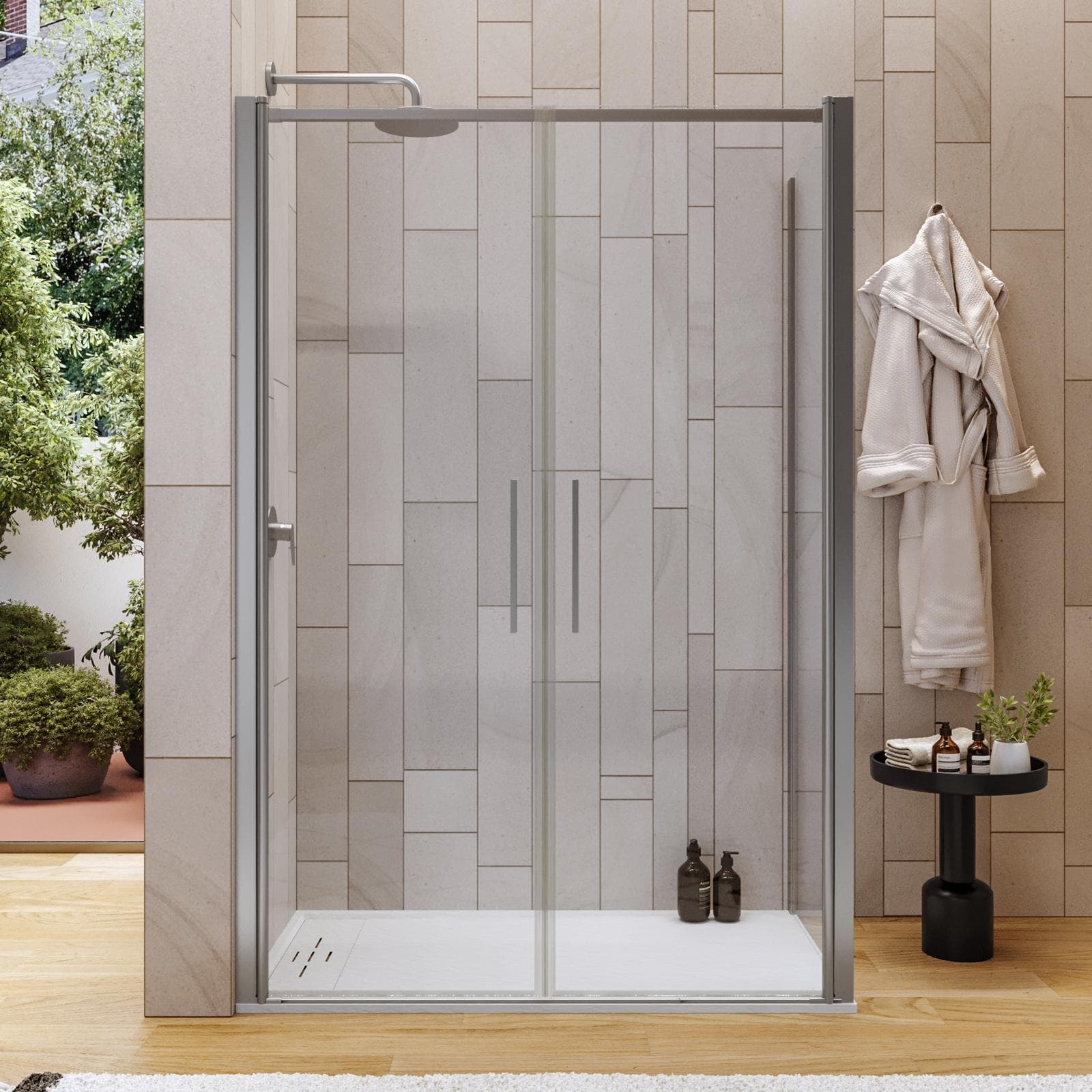 Box doccia 80x130 apertura saloon con vetro anticalcare trasparente e profilo cromo 195h - Lost
